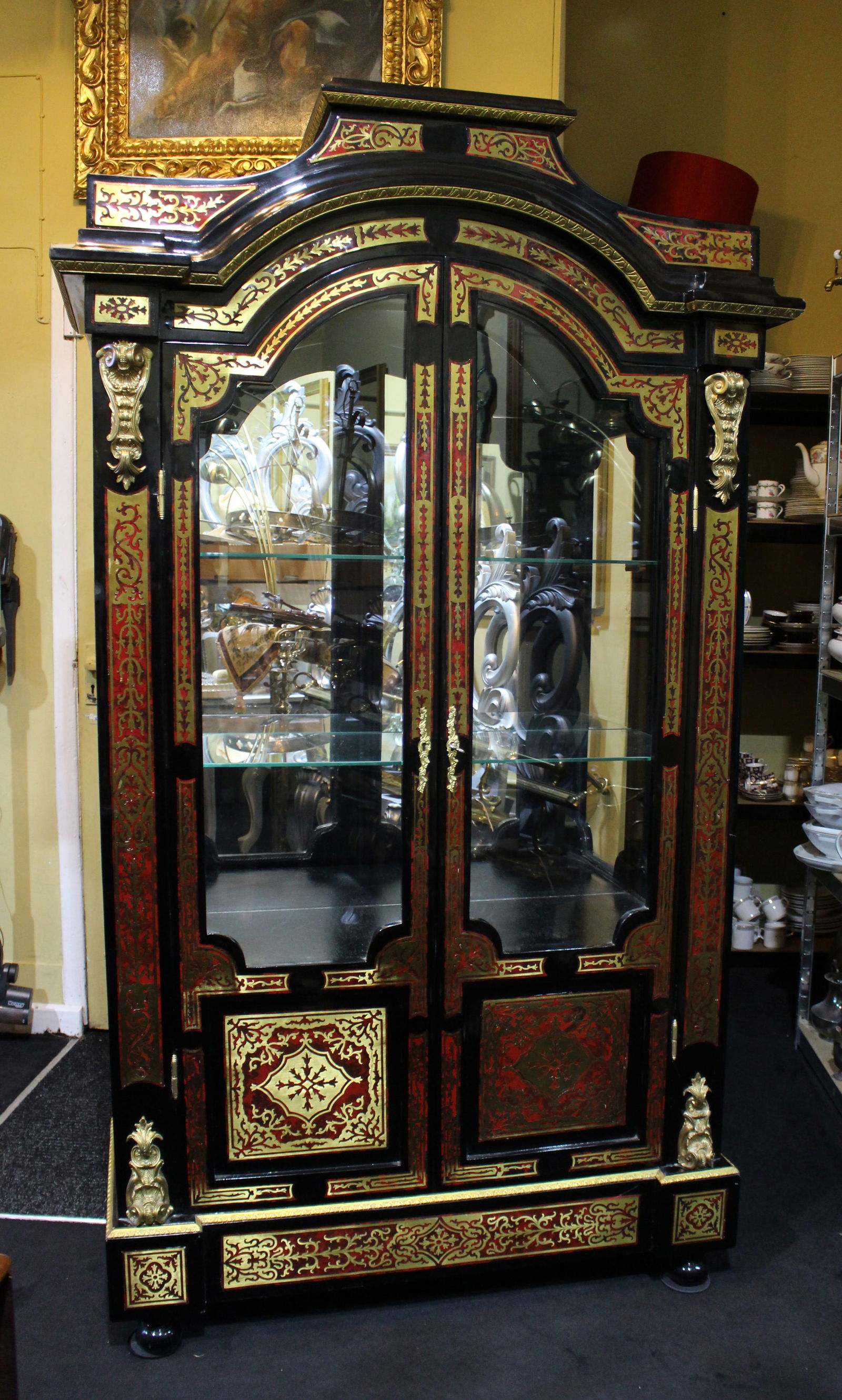 Impressive Boulle Style Glazed Display Cabinet Vitrine - 17