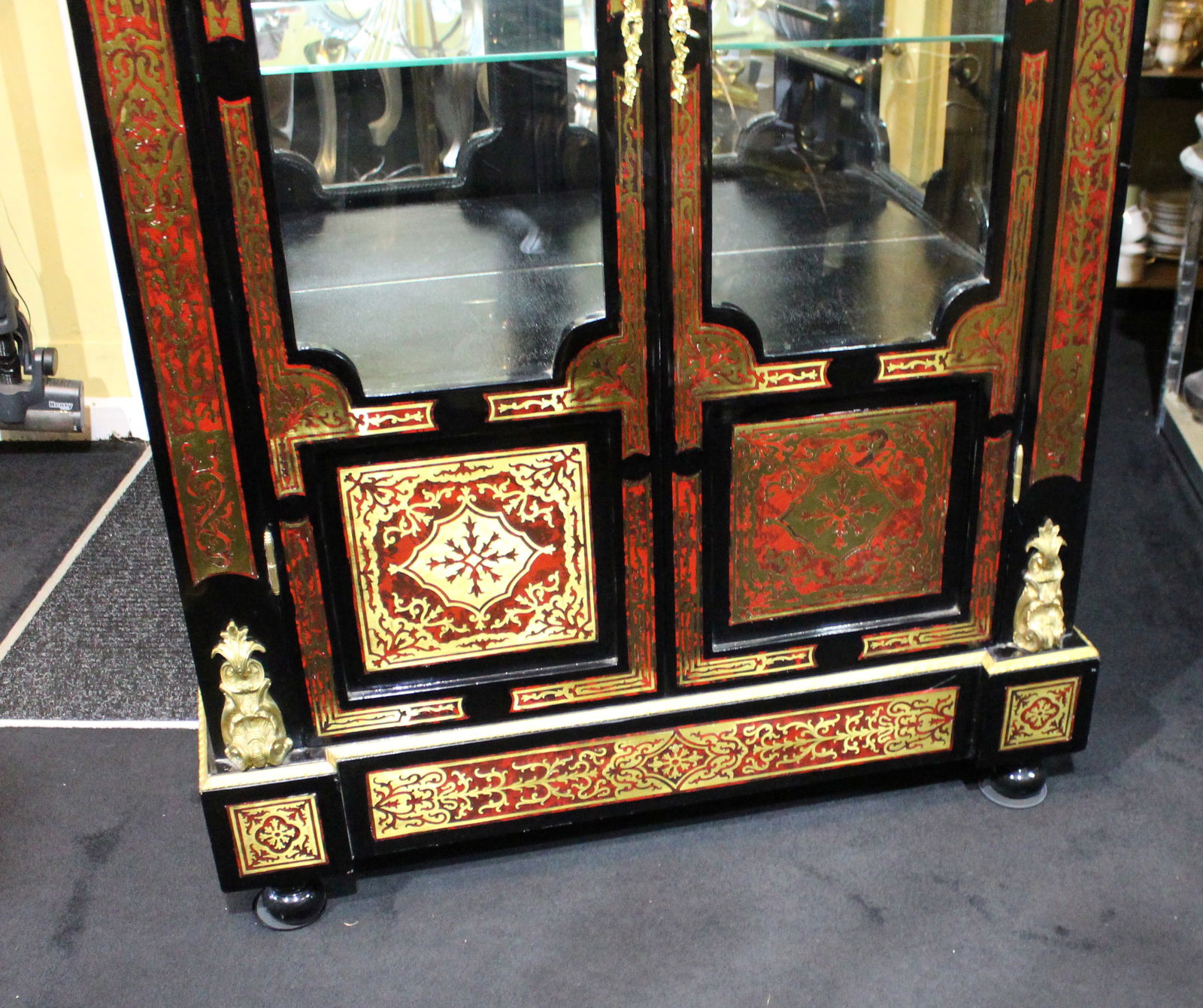 Impressive Boulle Style Glazed Display Cabinet Vitrine - 19