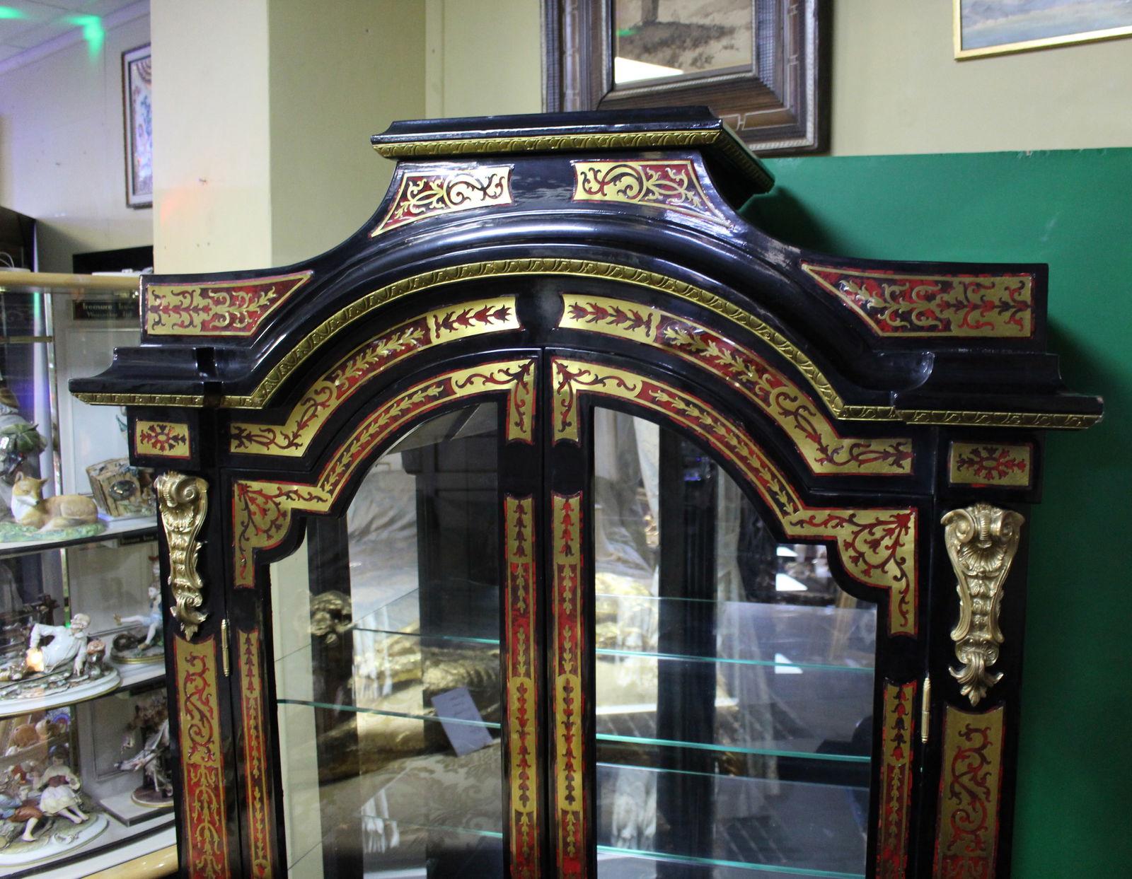 Impressive Boulle Style Glazed Display Cabinet Vitrine - 6