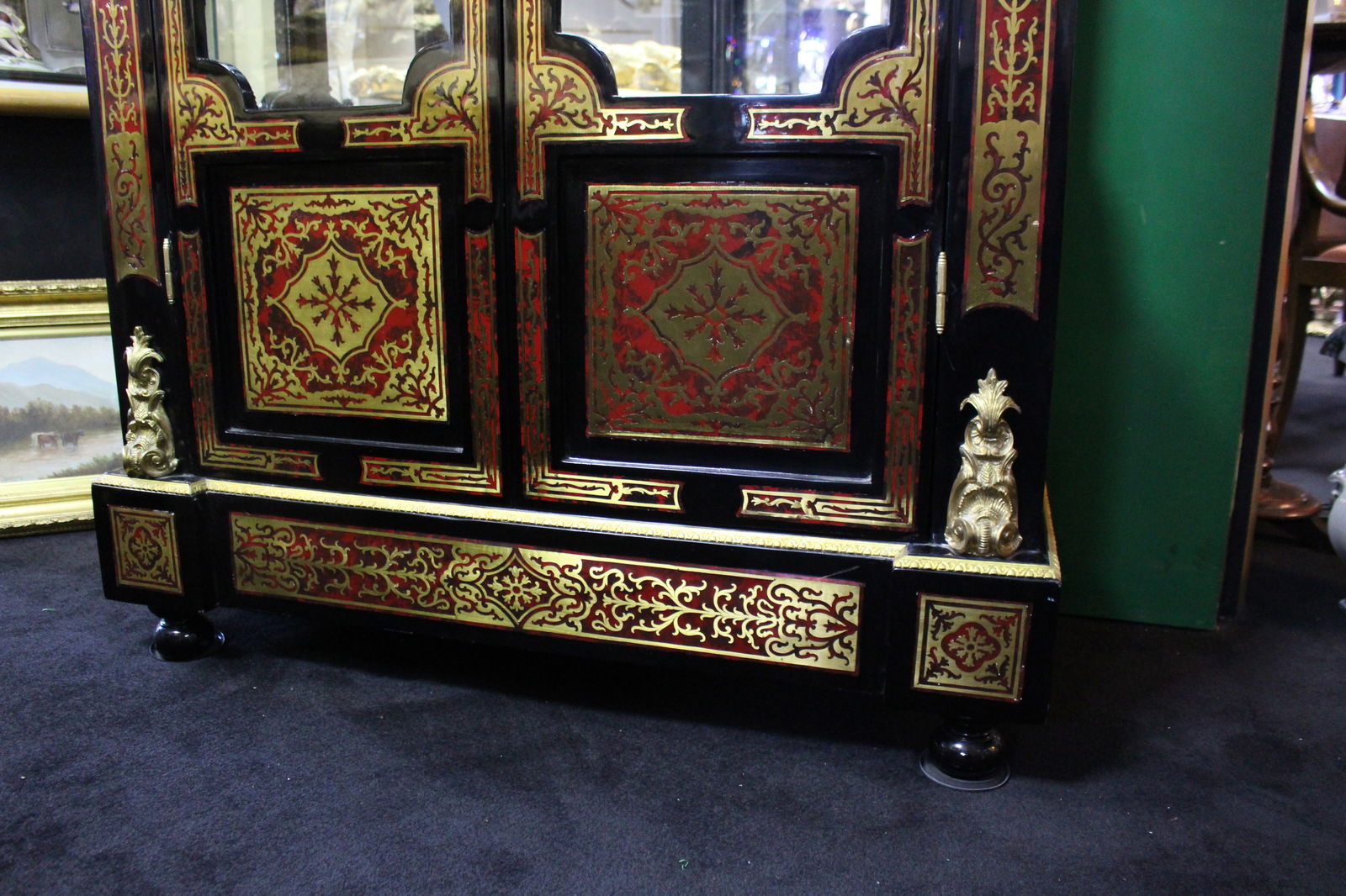 Impressive Boulle Style Glazed Display Cabinet Vitrine - 7