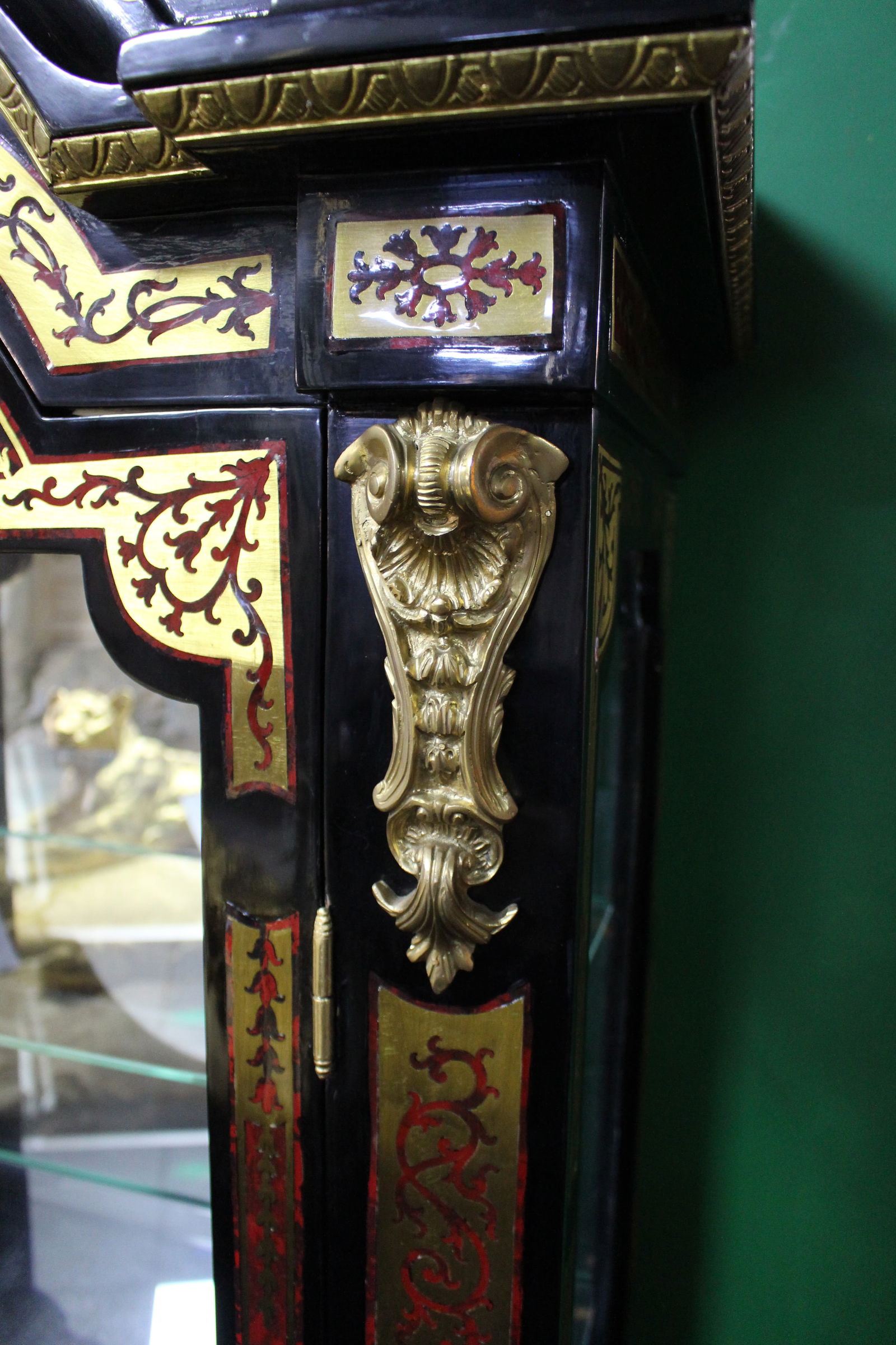 Impressive Boulle Style Glazed Display Cabinet Vitrine - 9