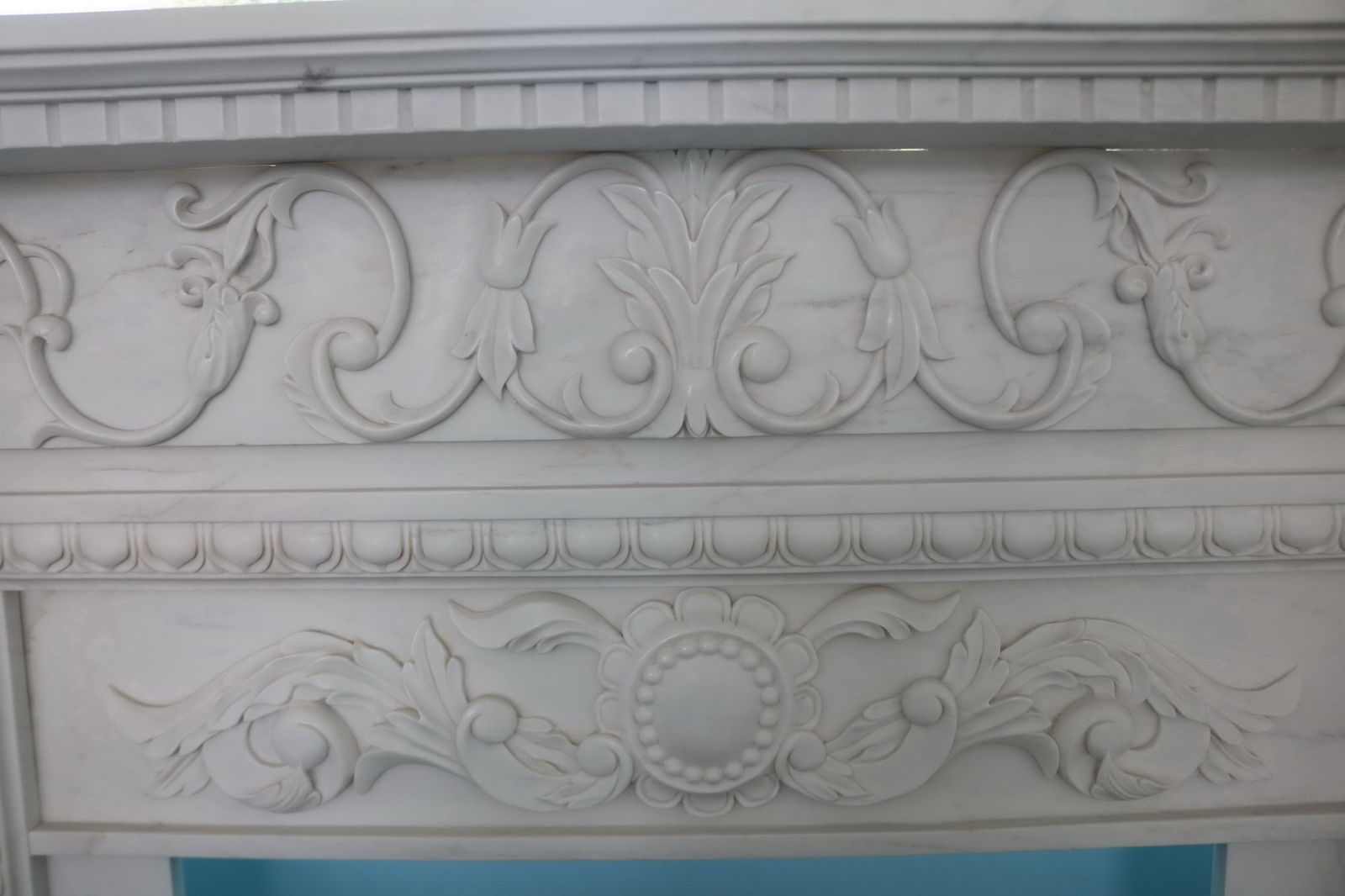 Carved White Marble Fire Surround with Caryatid Figures - 5