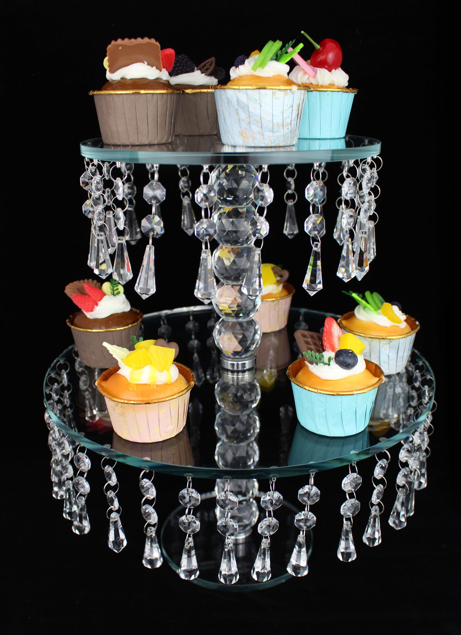 Cut Glass Crystal Two Tier Cake Stand - 2