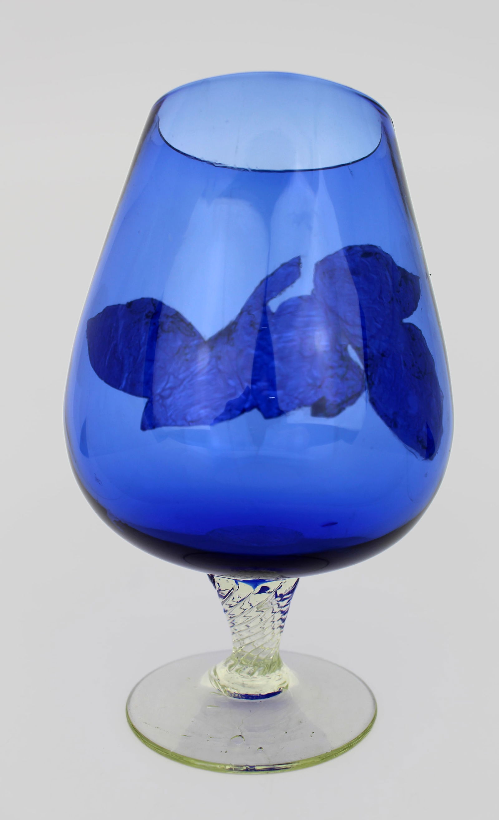 Antique Blue Glass Goblet with Pewter Mounts, Art Nouveau, c.1900 - 2