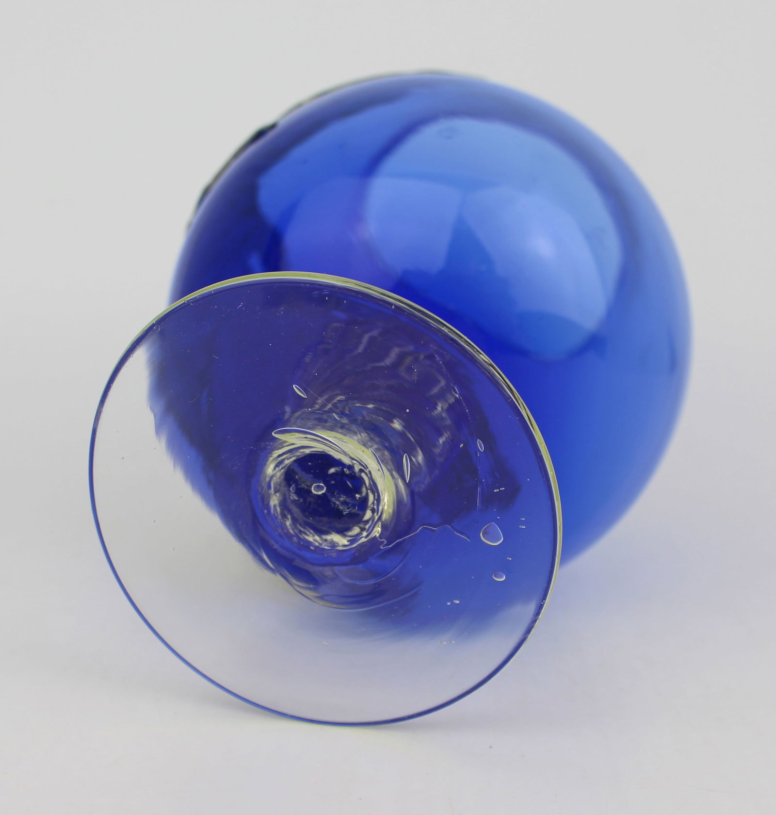 Antique Blue Glass Goblet with Pewter Mounts, Art Nouveau, c.1900 - 4