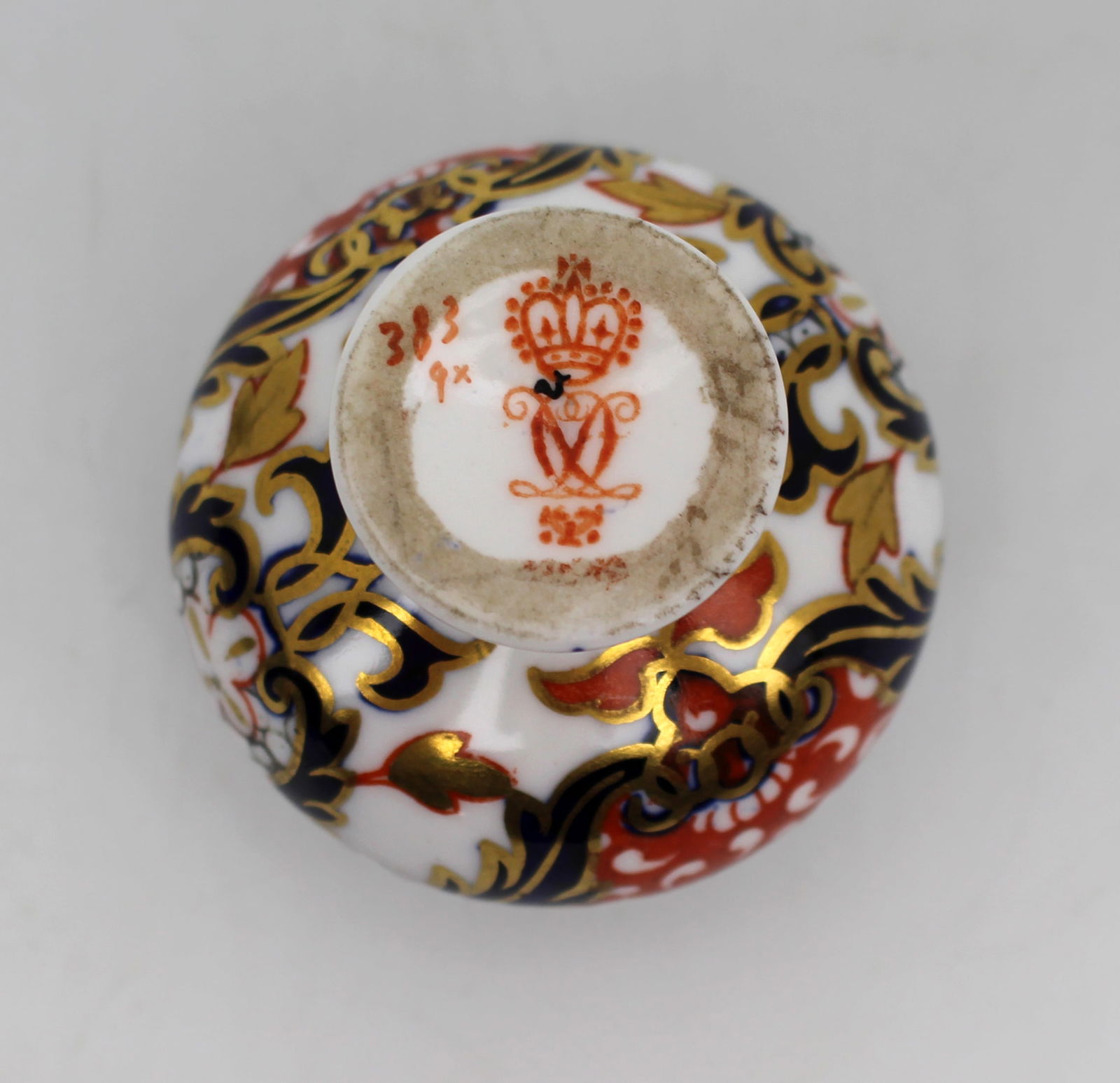 Royal Crown Derby Miniature Silver Topped Salt Vase c.1890 - 4