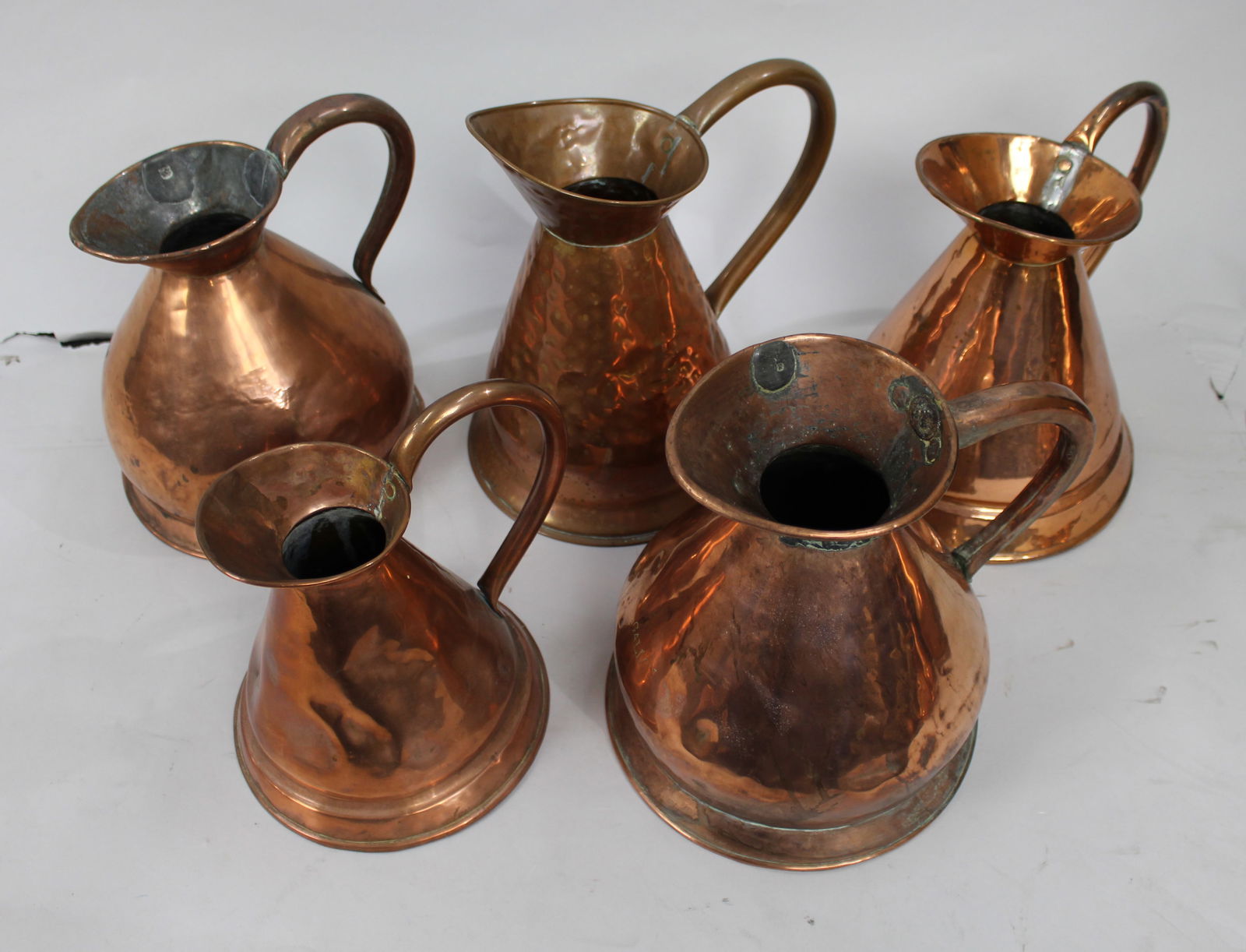 Collection of 5 Antique Copper Haystack Jugs - 2