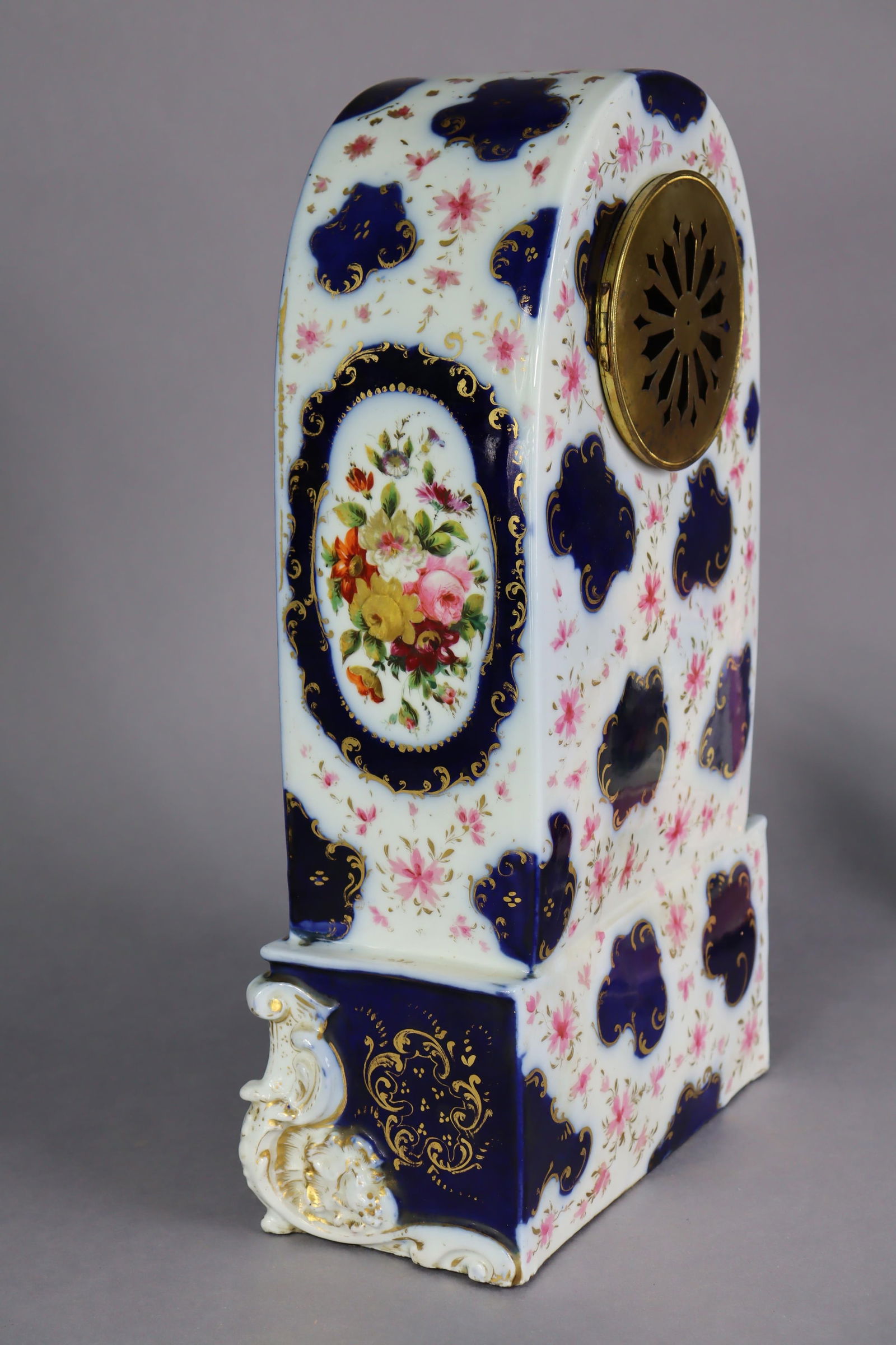 Mid-19th Century French Porcelain Rococo Revival Mantel Clock - 11