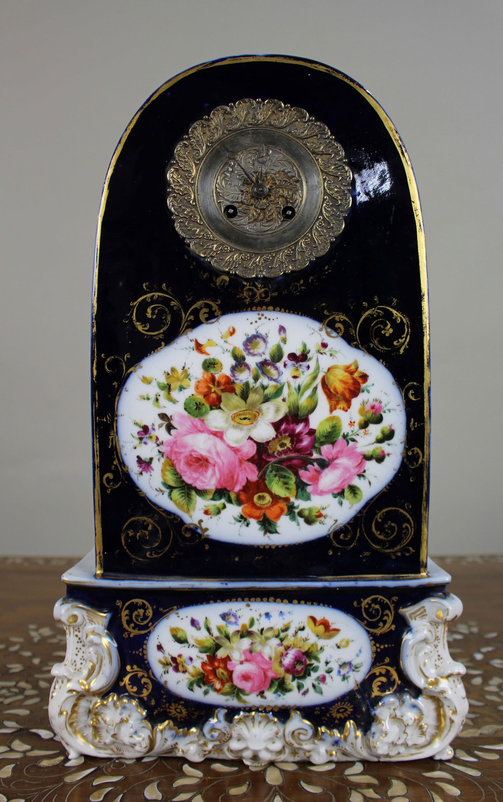 Mid-19th Century French Porcelain Rococo Revival Mantel Clock (1 of 13)
