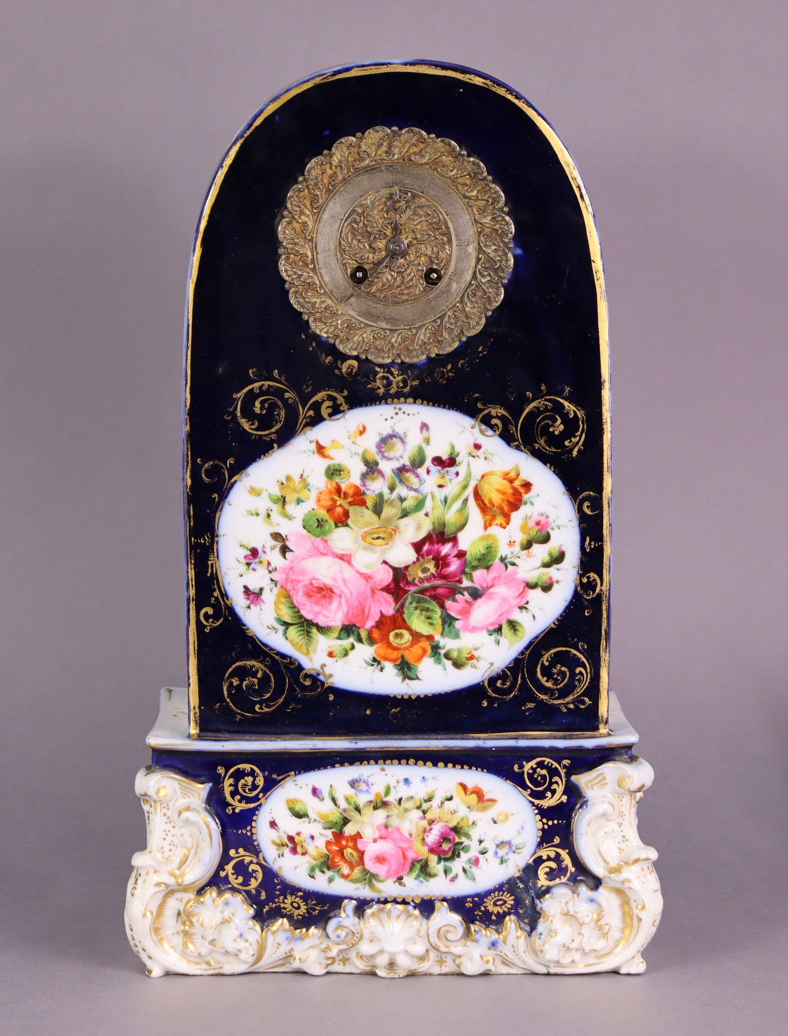 Mid-19th Century French Porcelain Rococo Revival Mantel Clock - 9