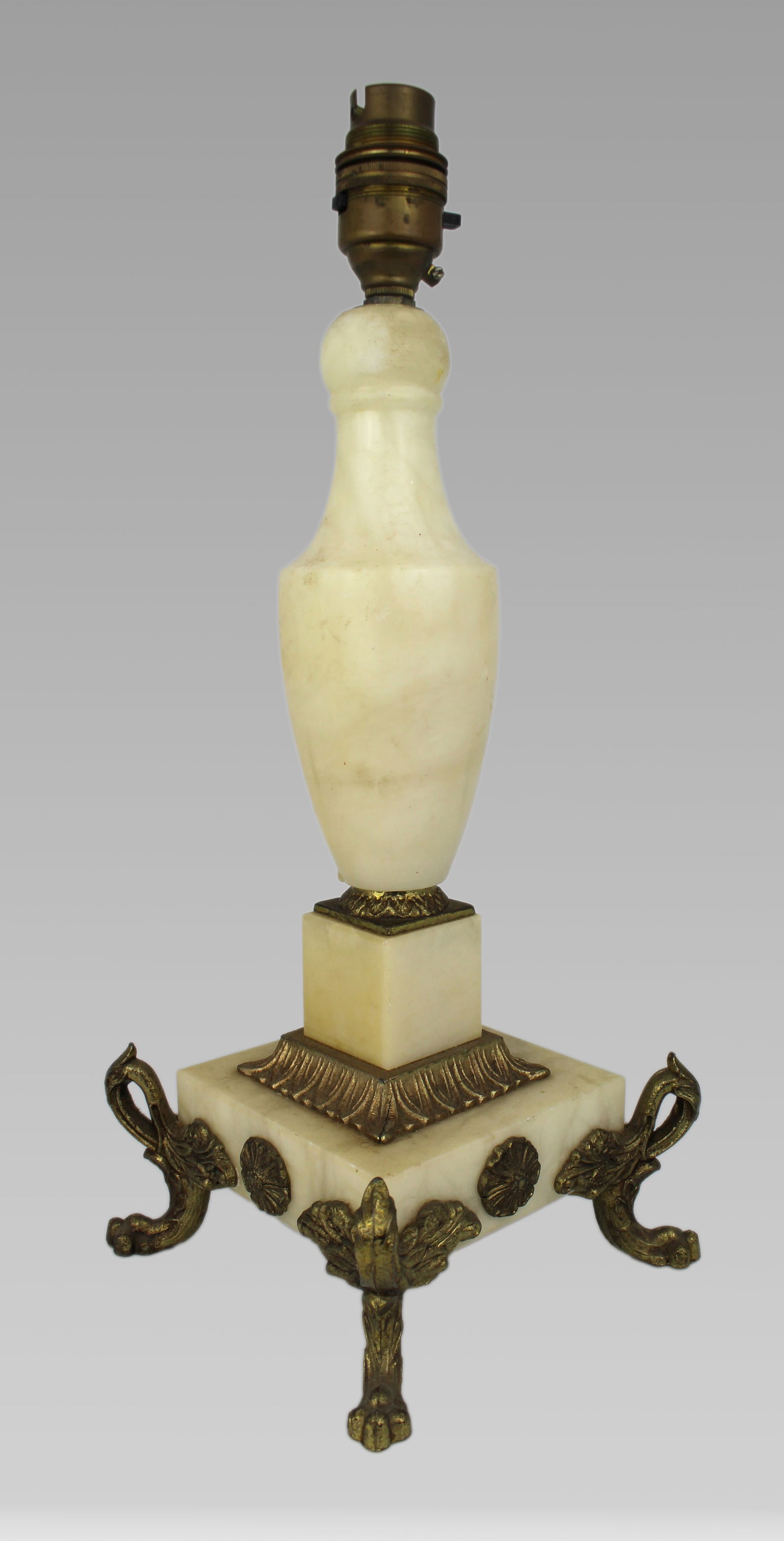 Vintage Alabaster and Metal Mounted Table Lamp - 6