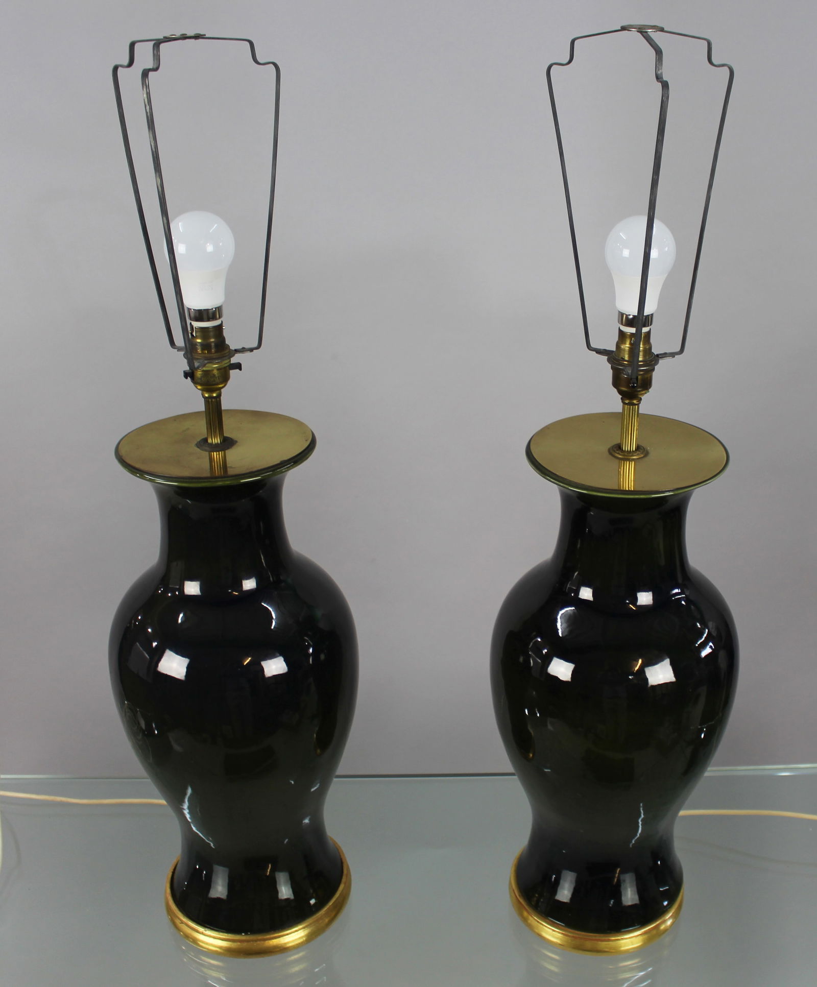Pair of Vintage Ceramic & Gilt Table Lamps - 2