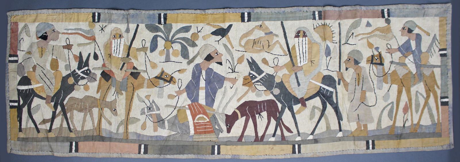 Vintage Middle Eastern Appliqué Textile Panel: Title: Vintage Middle Eastern Appliqué Textile Panel Description: Vintage Middle Eastern Appliqué Textile Panel Circa mid-20th century | 44 × 138 decorative vintage app