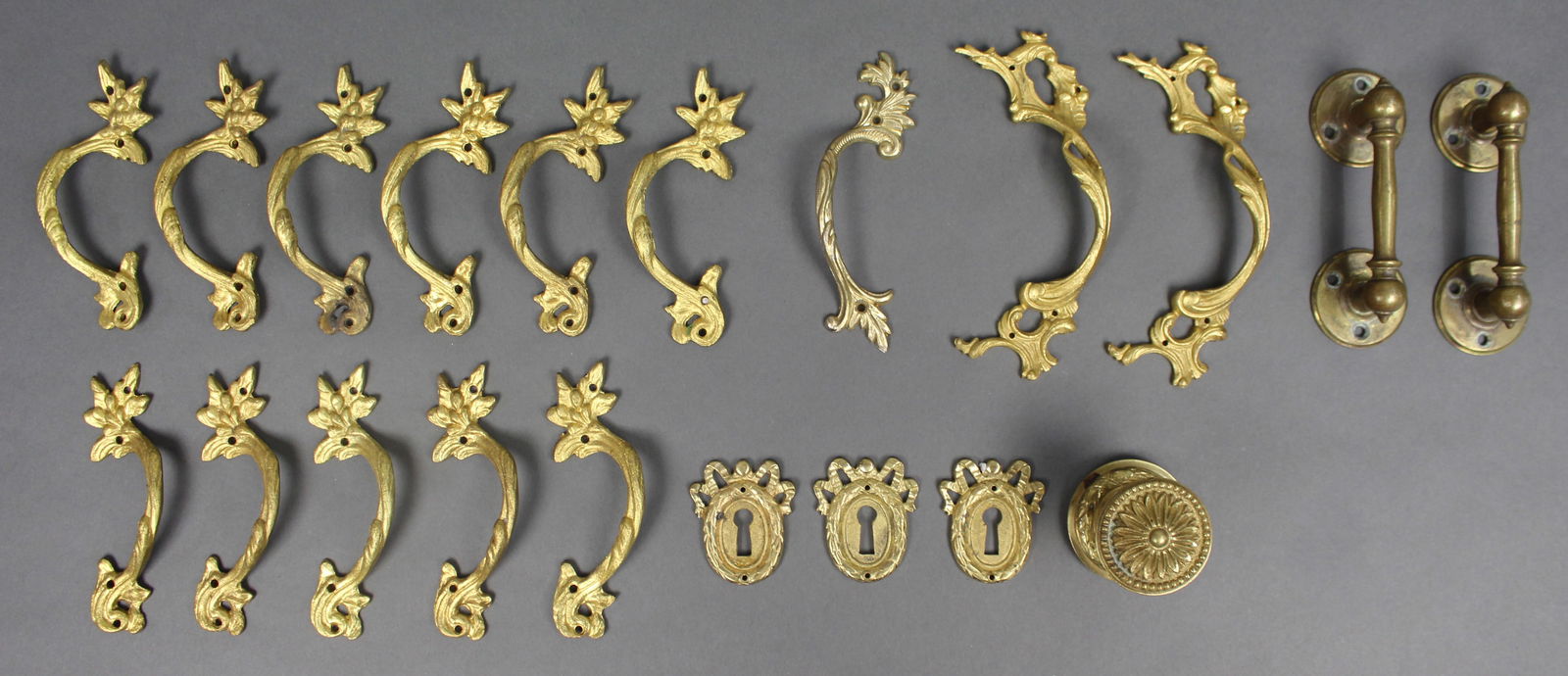 Collection of Vintage Brass Furniture Handles Escutcheon Plates (1 of 9)
