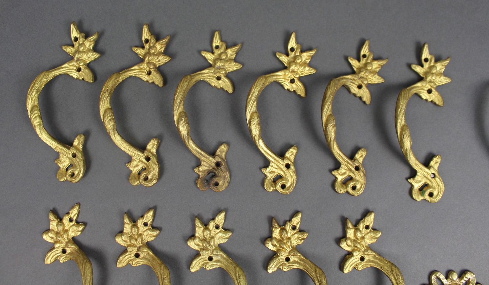 Collection of Vintage Brass Furniture Handles Escutcheon Plates - 3