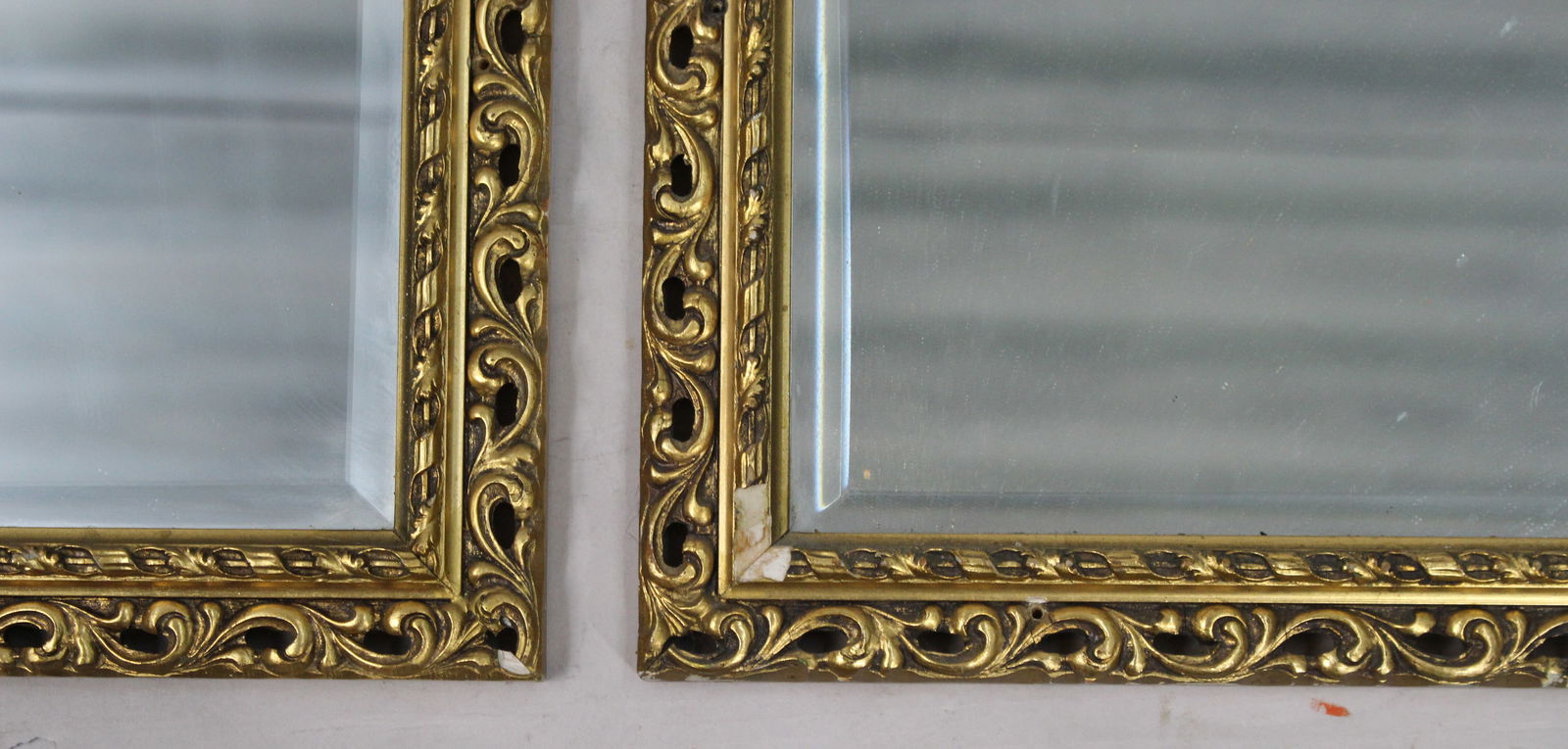 Pair of Vintage Gilt Bevelled Wall Mirrors - 3
