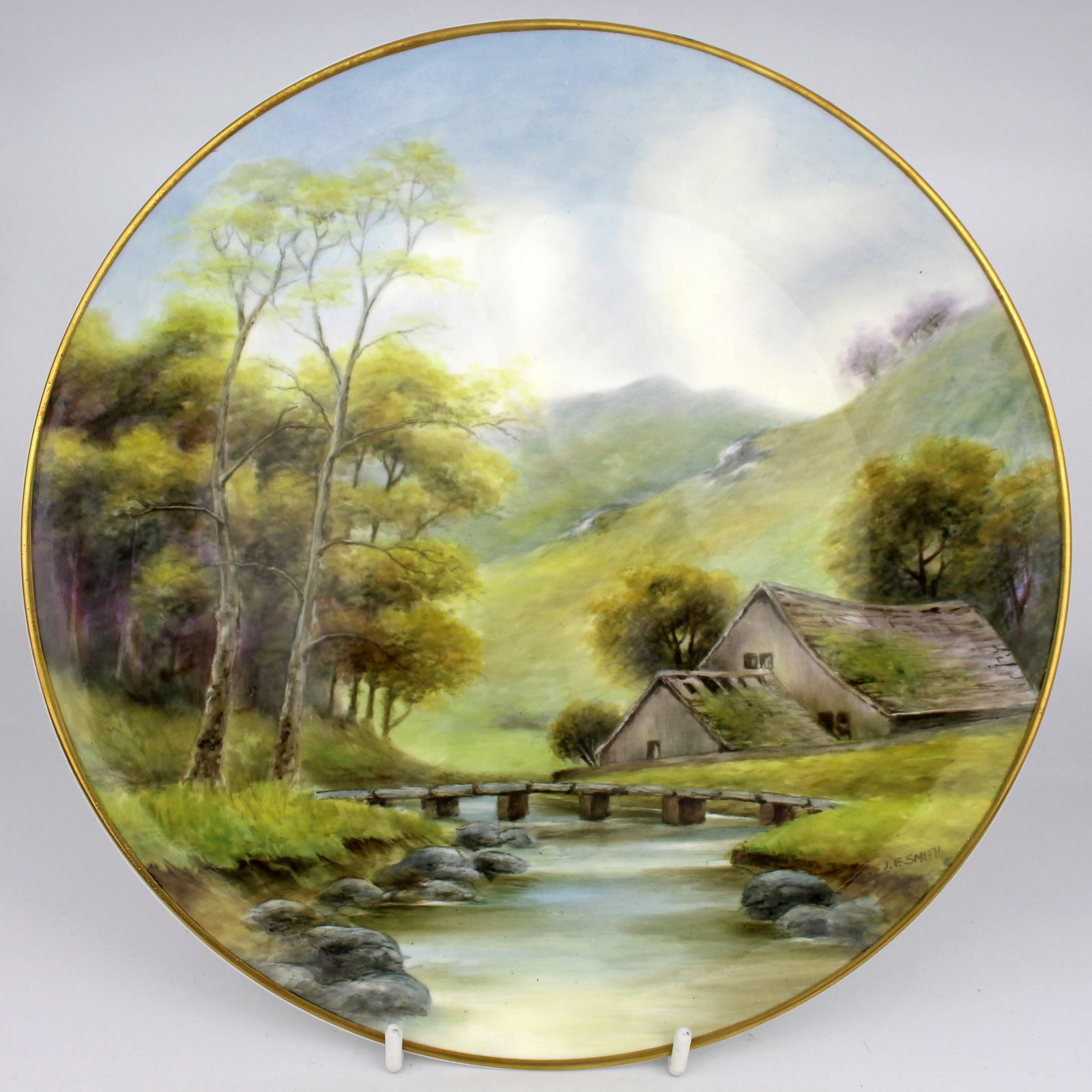 Hand Painted Landscape Henwick Cabinet Plate by J Smith: Title: Hand Painted Landscape Henwick Cabinet Plate by J Smith Description: Hand Painted Landscape Henwick Cabinet Plate by J Smith. Hand painted by Royal Worcester artist J Smith. Condition: