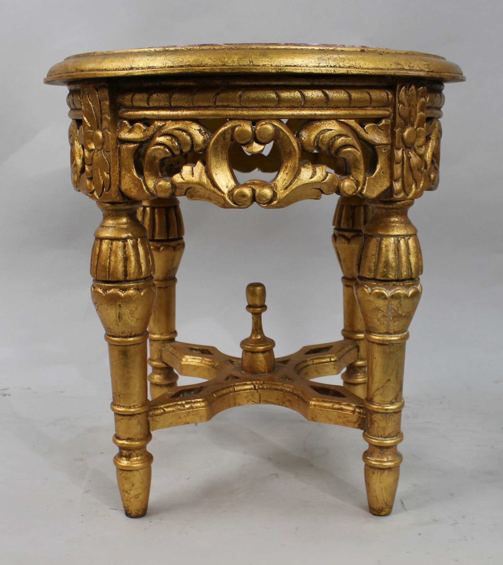 Louis XV Style Giltwood Rouge Marble Lamp Table - 12