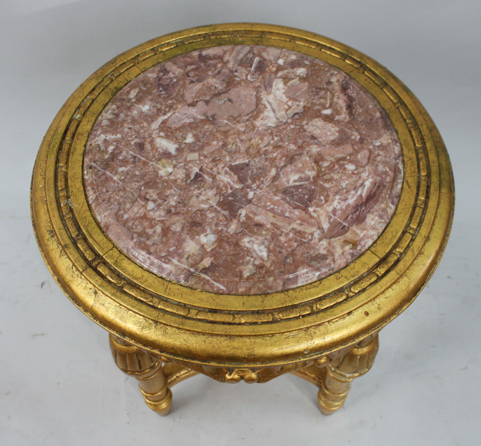 Louis XV Style Giltwood Rouge Marble Lamp Table - 13