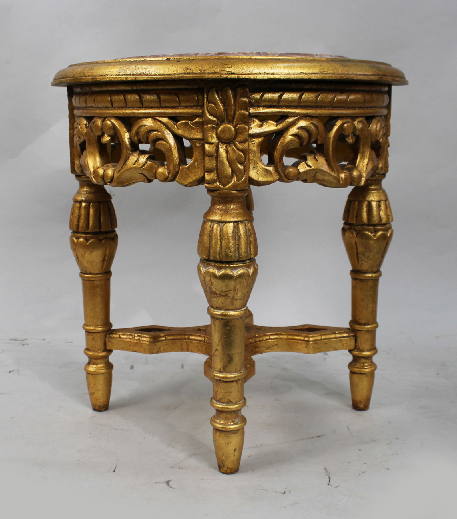 Louis XV Style Giltwood Rouge Marble Lamp Table - 14