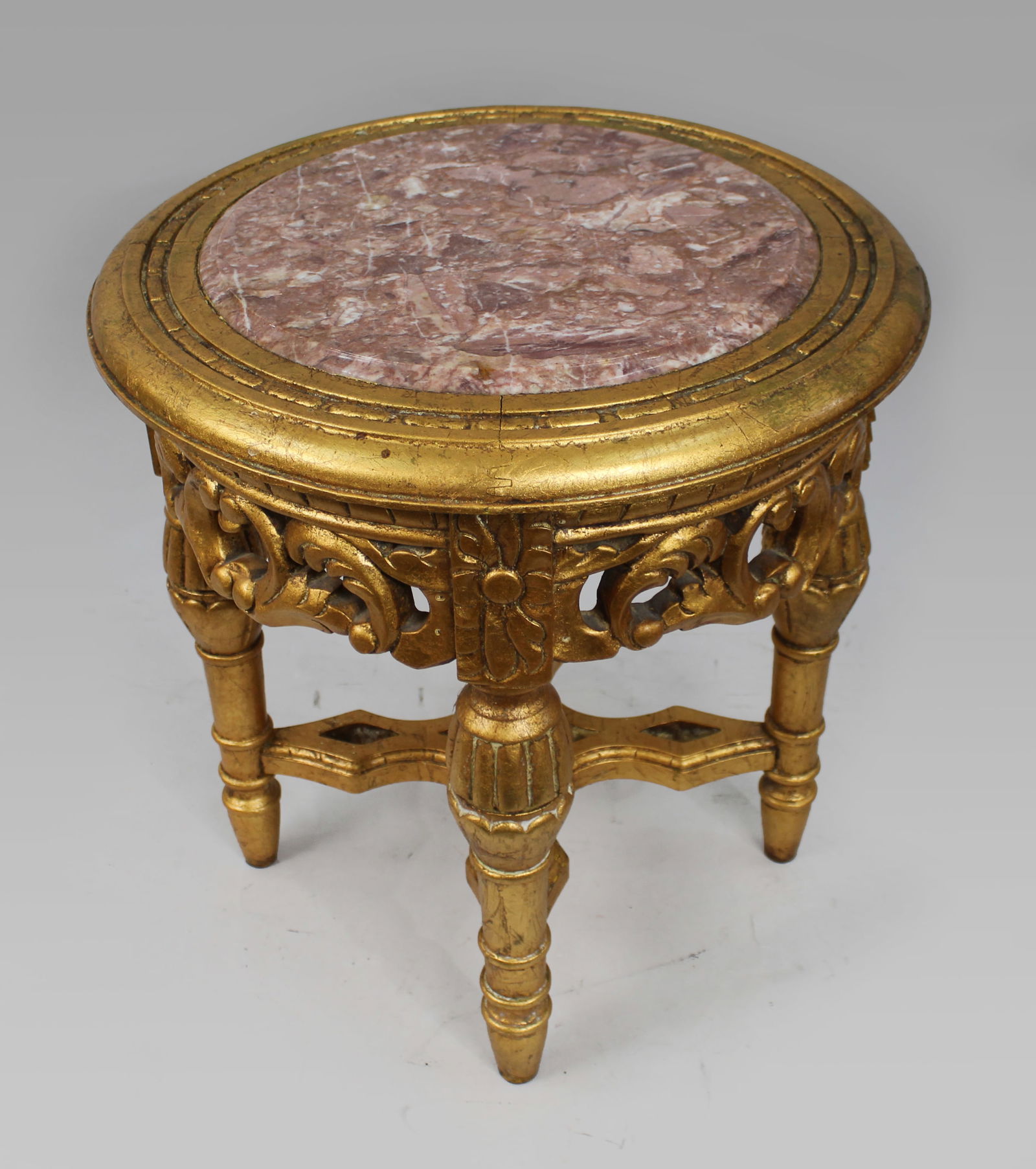 Louis XV Style Giltwood Rouge Marble Lamp Table - 15