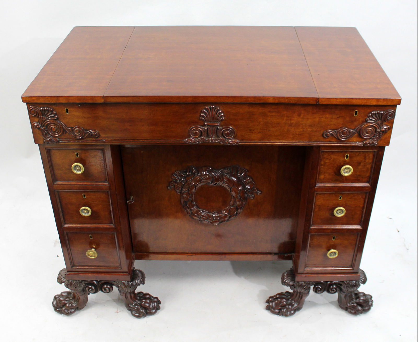 Late 18th Century English Mahogany Desk with Carved Paw Feet - 2