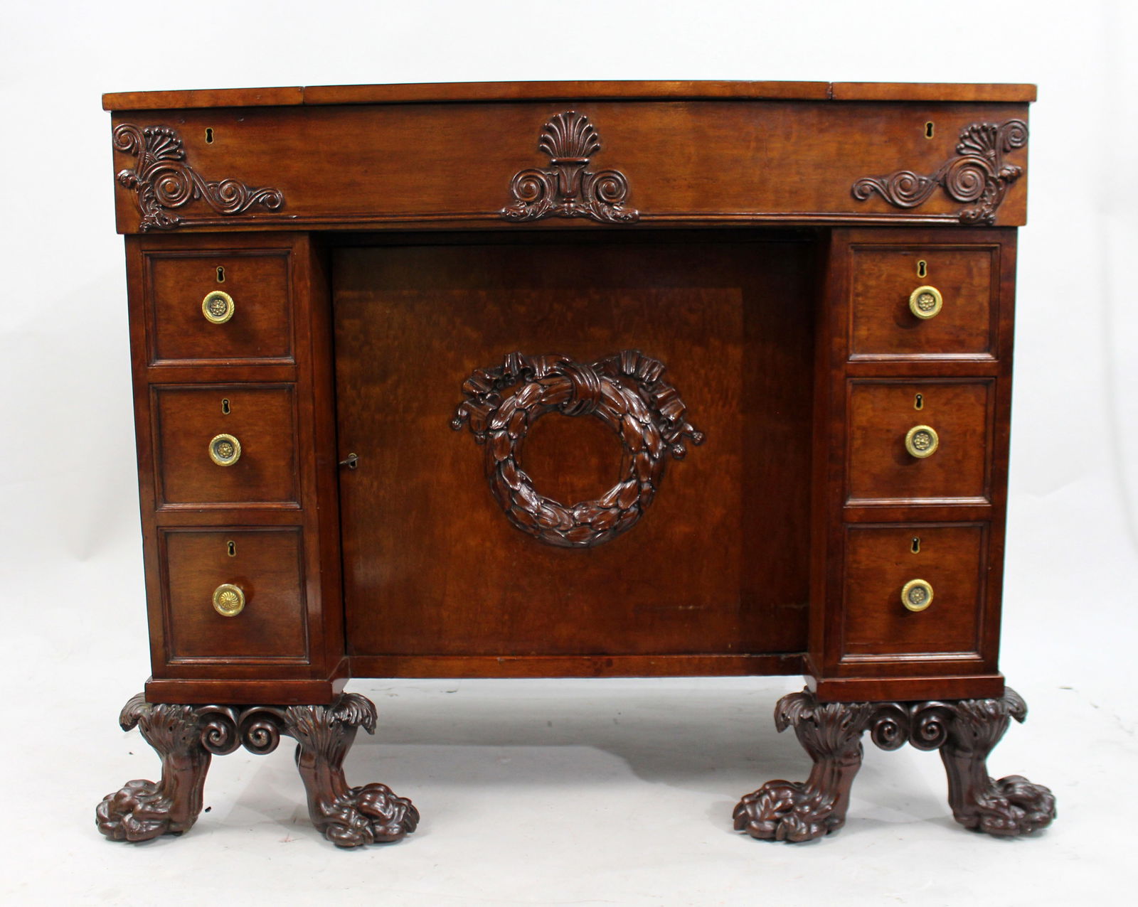 Late 18th Century English Mahogany Desk with Carved Paw Feet - 3