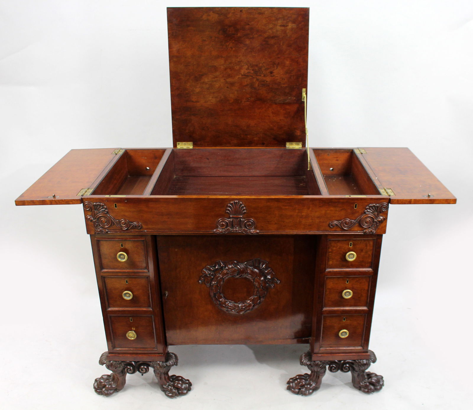 Late 18th Century English Mahogany Desk with Carved Paw Feet - 6