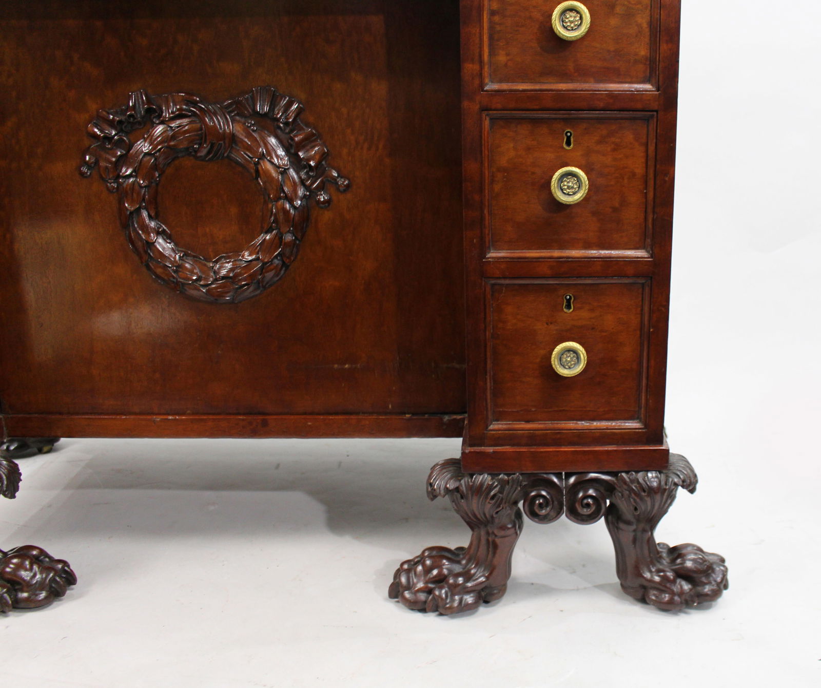 Late 18th Century English Mahogany Desk with Carved Paw Feet - 9