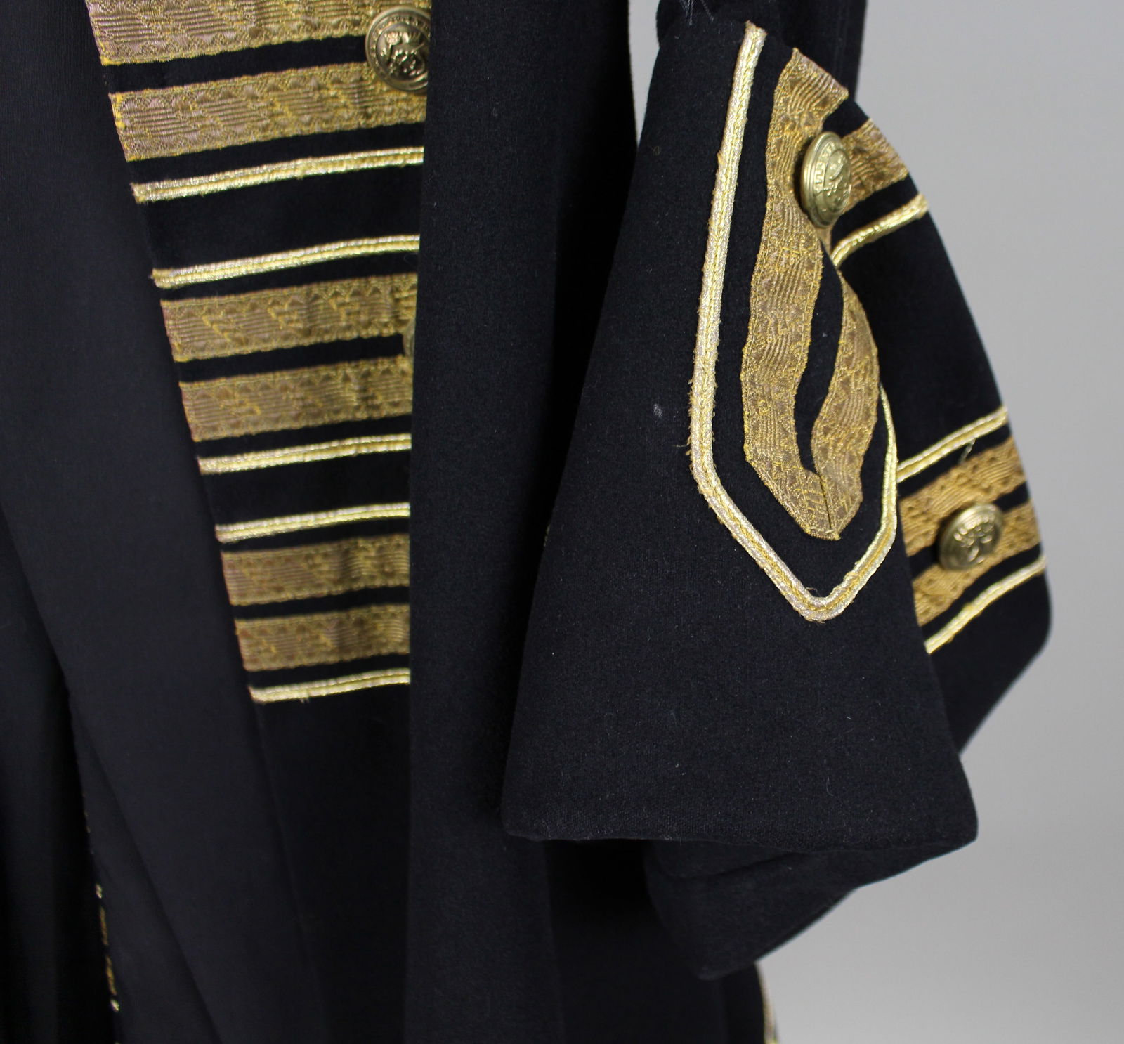 Decorative Vintage Ceremonial Wool Coat with Gold Braid Trim, 20th Century - 7