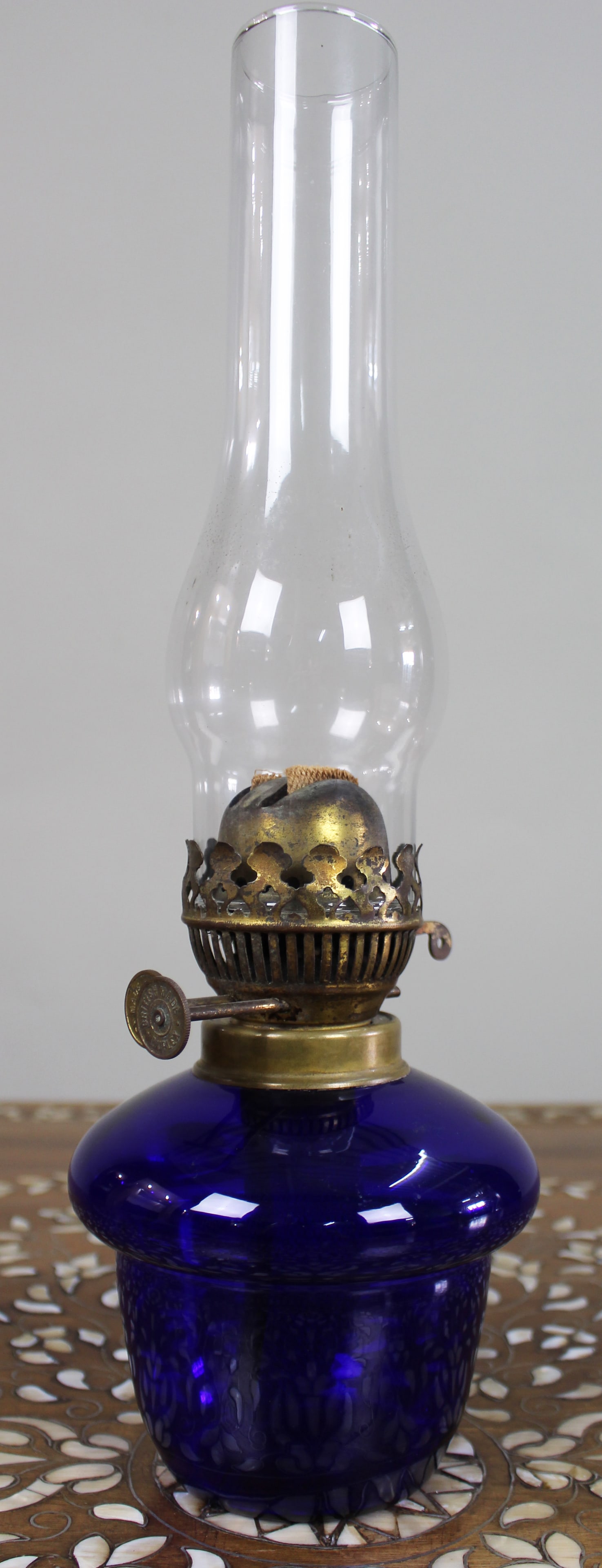 Antique Cobalt Blue Glass Oil Lamp (1 of 8)