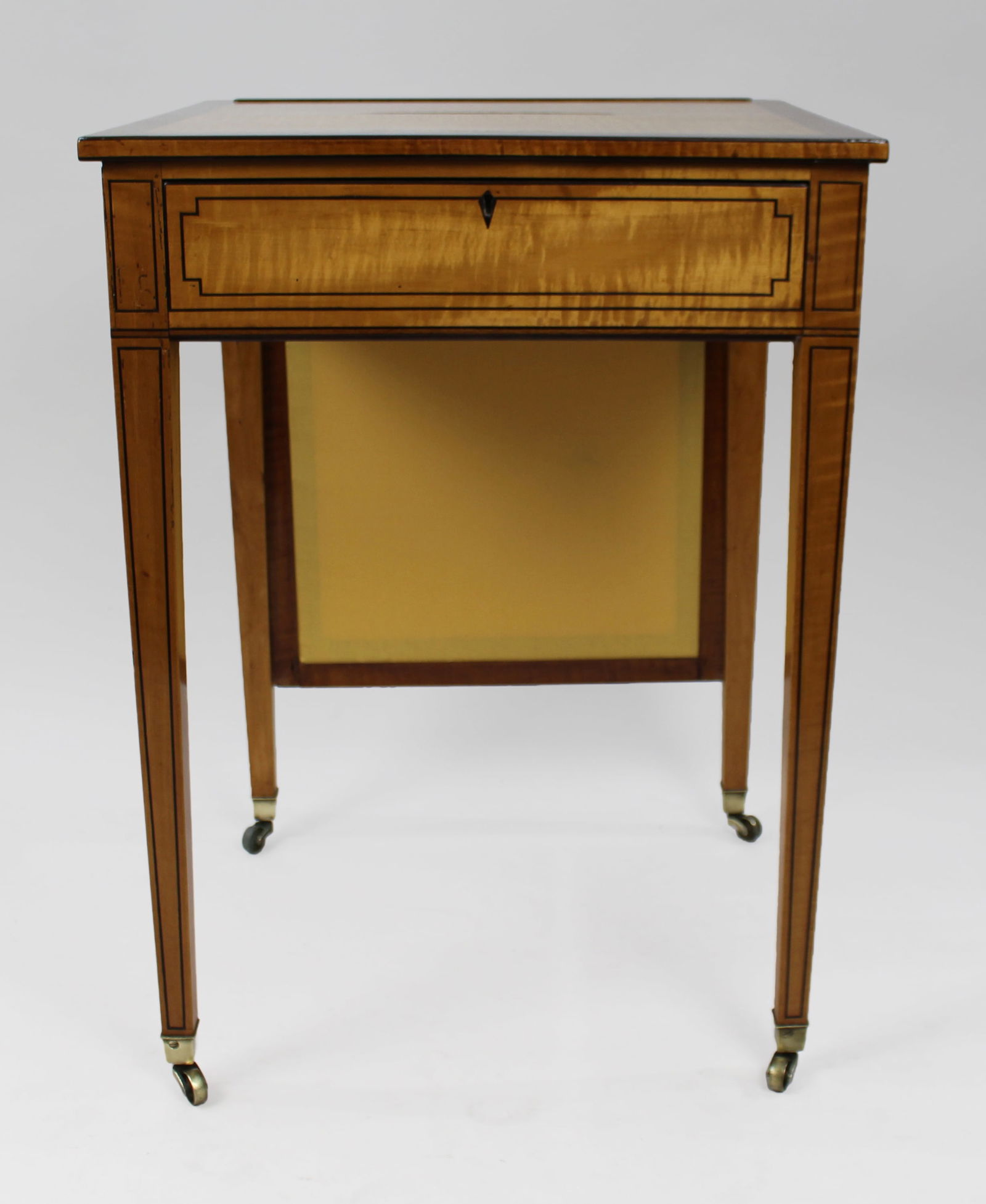 George III Sheraton Satinwood Writing Table - 5