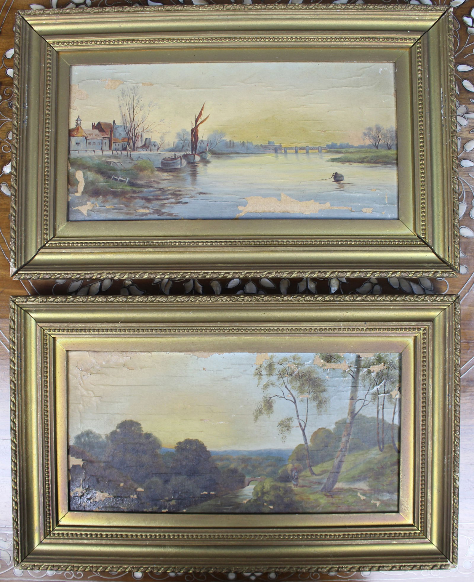 Pair of Victorian Oil-on-Canvas Landscape Paintings, Signed E. Dailey (1 of 6)