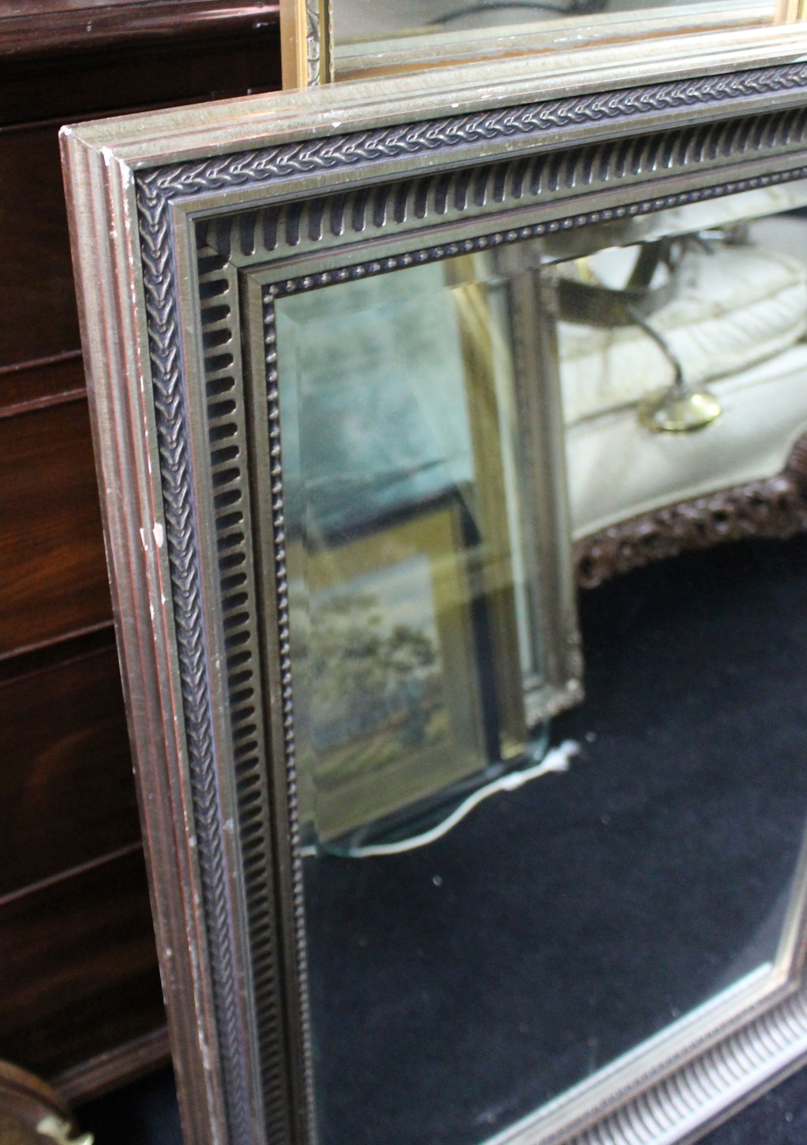 Vintage Silver Bevelled Mirror - 2