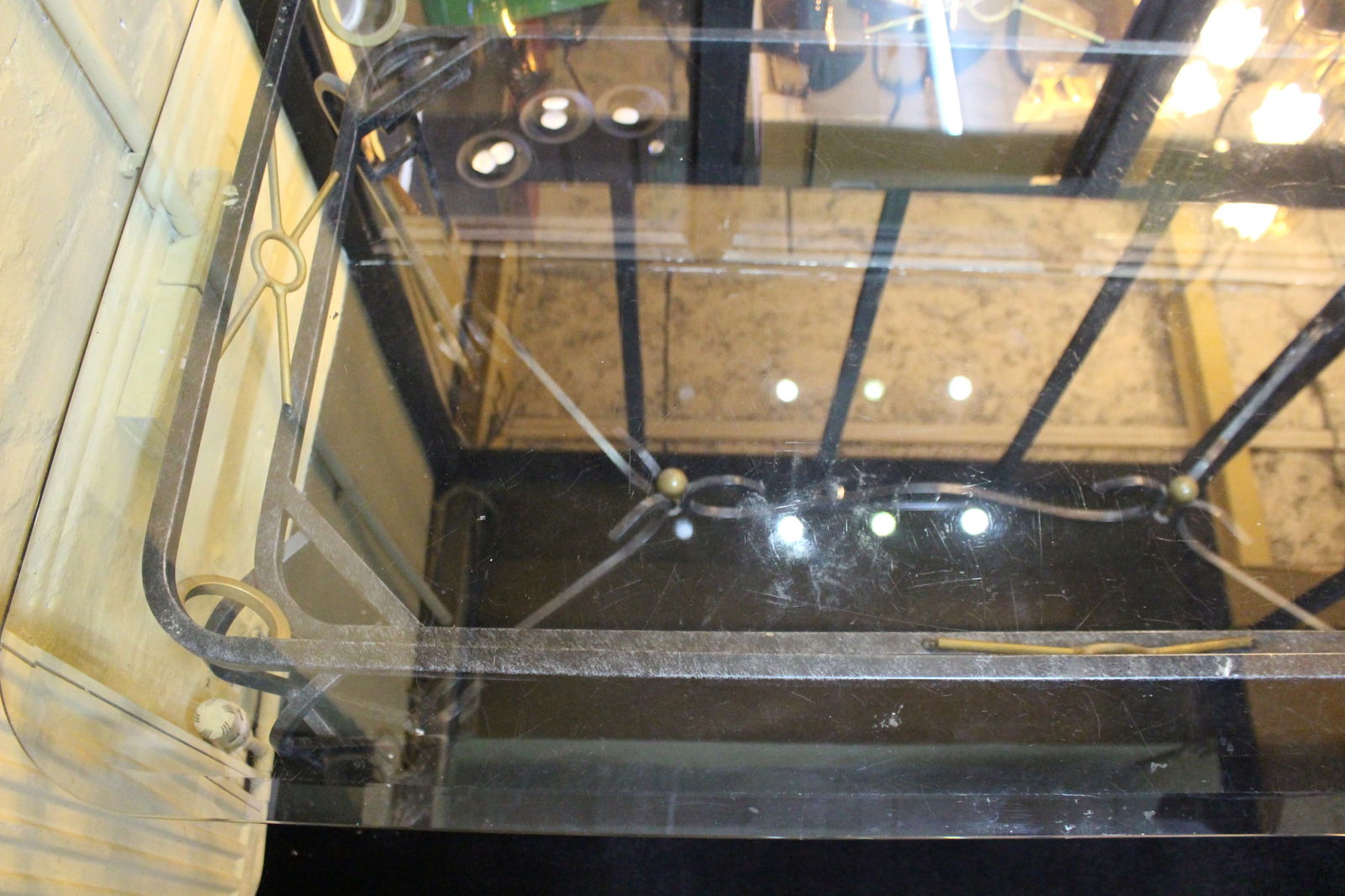 Hollywood Regency Ornate Metal & Glass Dining Centre Table - 4