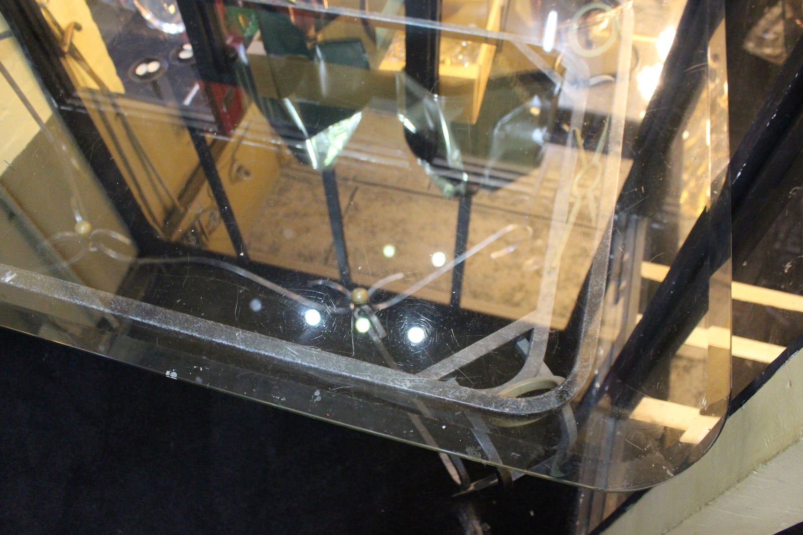 Hollywood Regency Ornate Metal & Glass Dining Centre Table - 5