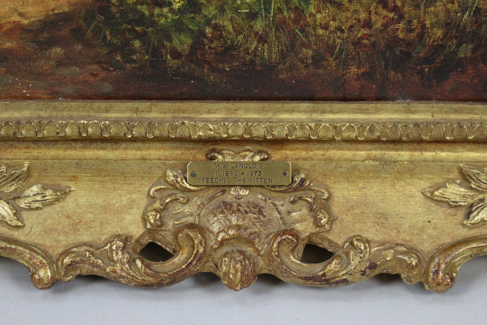 Victorian Oil Painting – "Feeding the Kitten" by Mark William Langlois (British, 1848–19 - 6