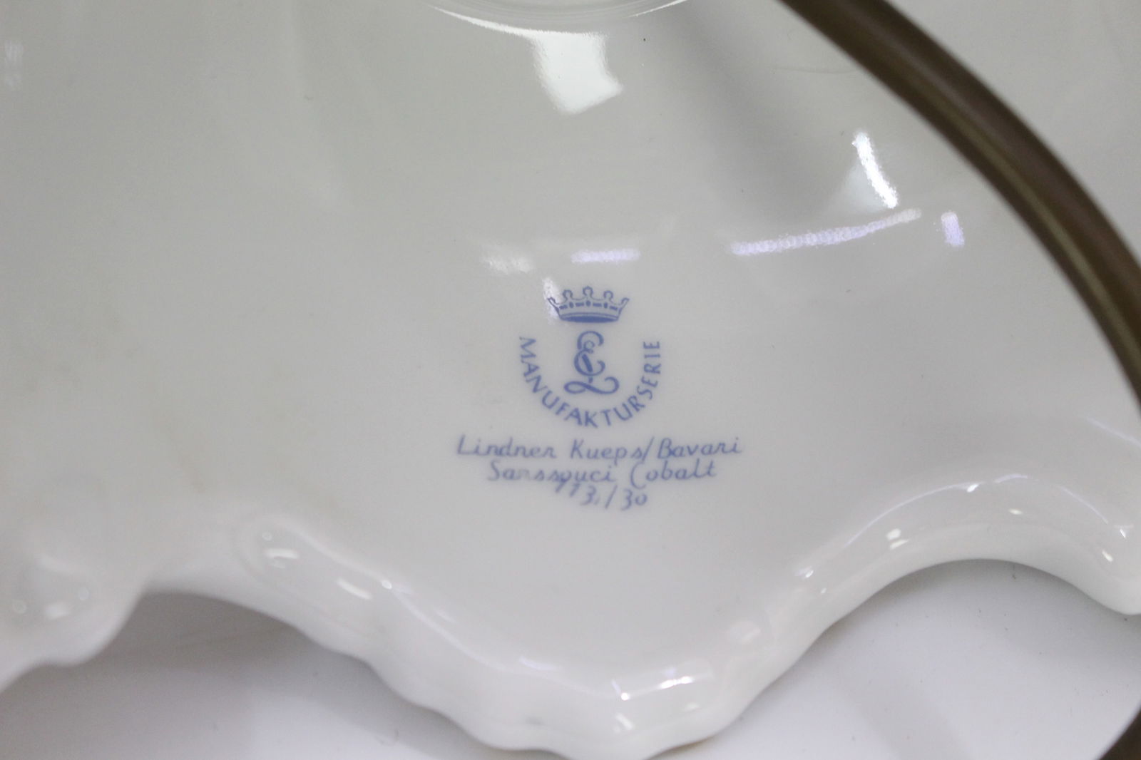 Lindner Kueps German Porcelain Floral White & Cobalt Table Lamp - 5