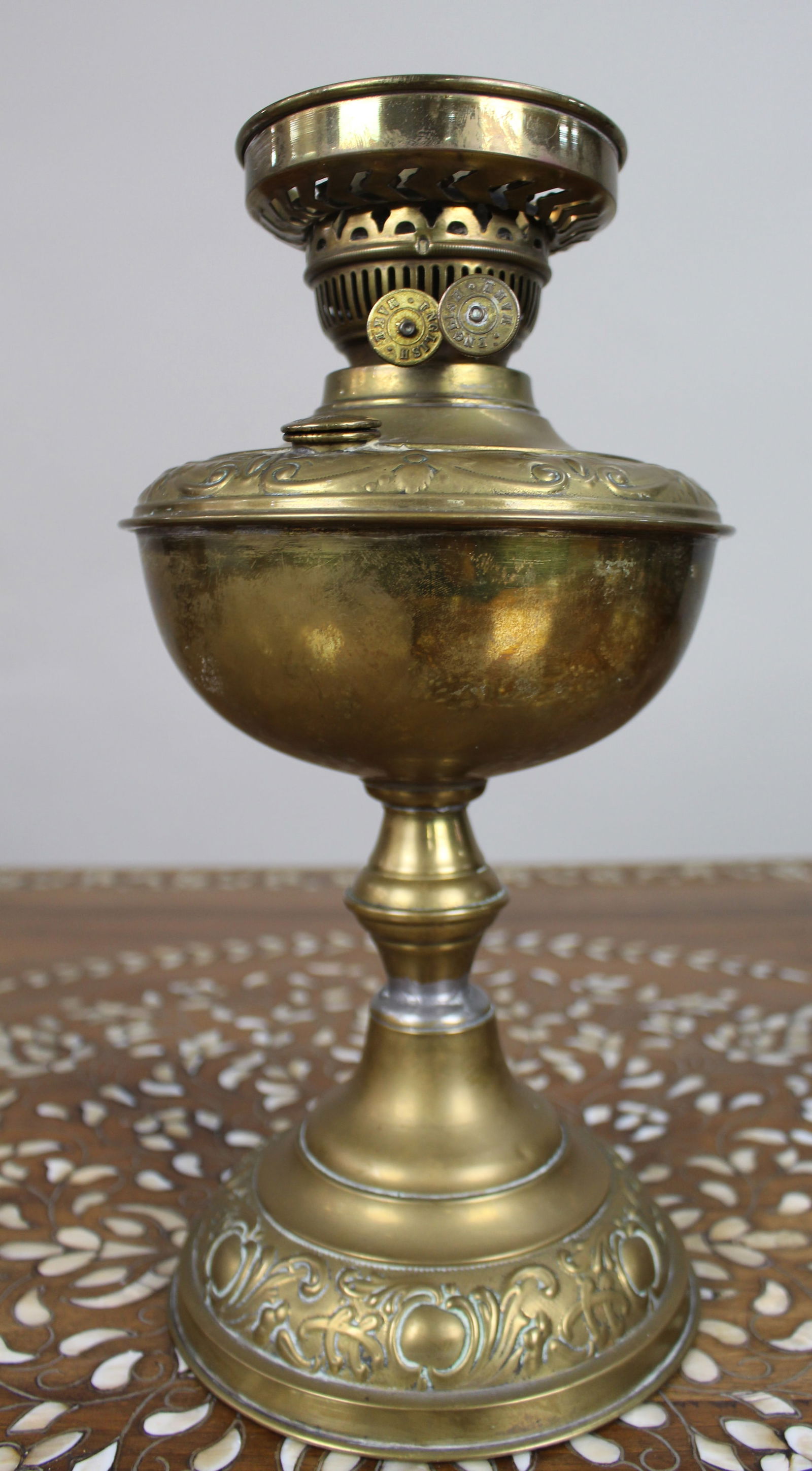 Antique English Brass Oil Lamp – Union Metal Works, c.1910 - 2