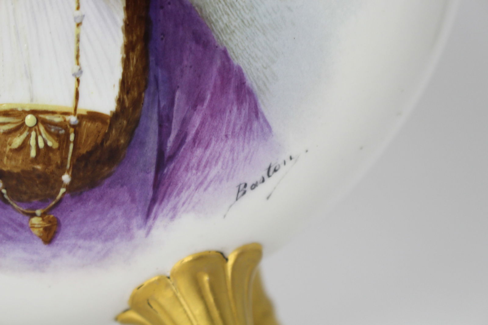 Fine European Hand-Painted & Gilded Moon Flask Vase c.1890 - 11