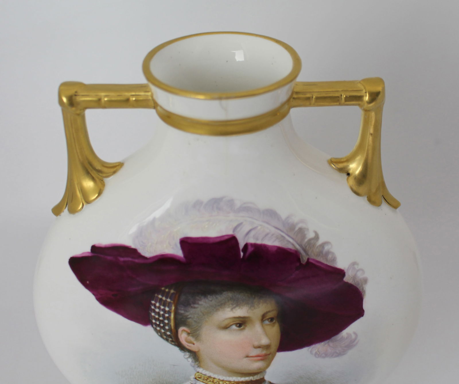 Fine European Hand-Painted & Gilded Moon Flask Vase c.1890 - 15
