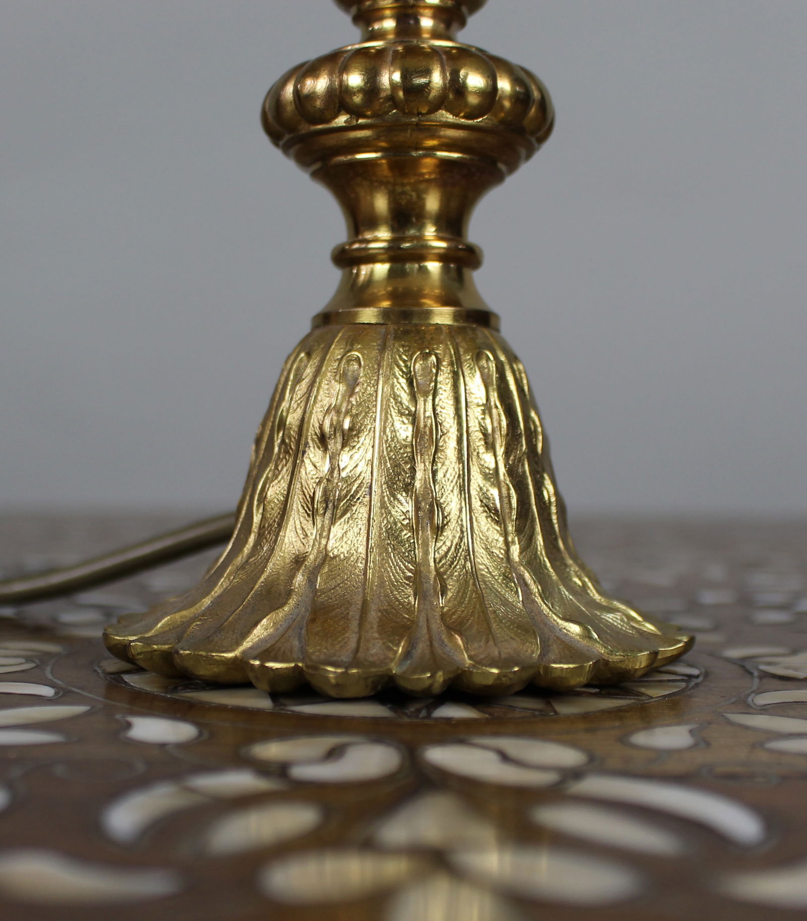 Vintage Gilt Metal Table Lamp with Pleated Shade - 4