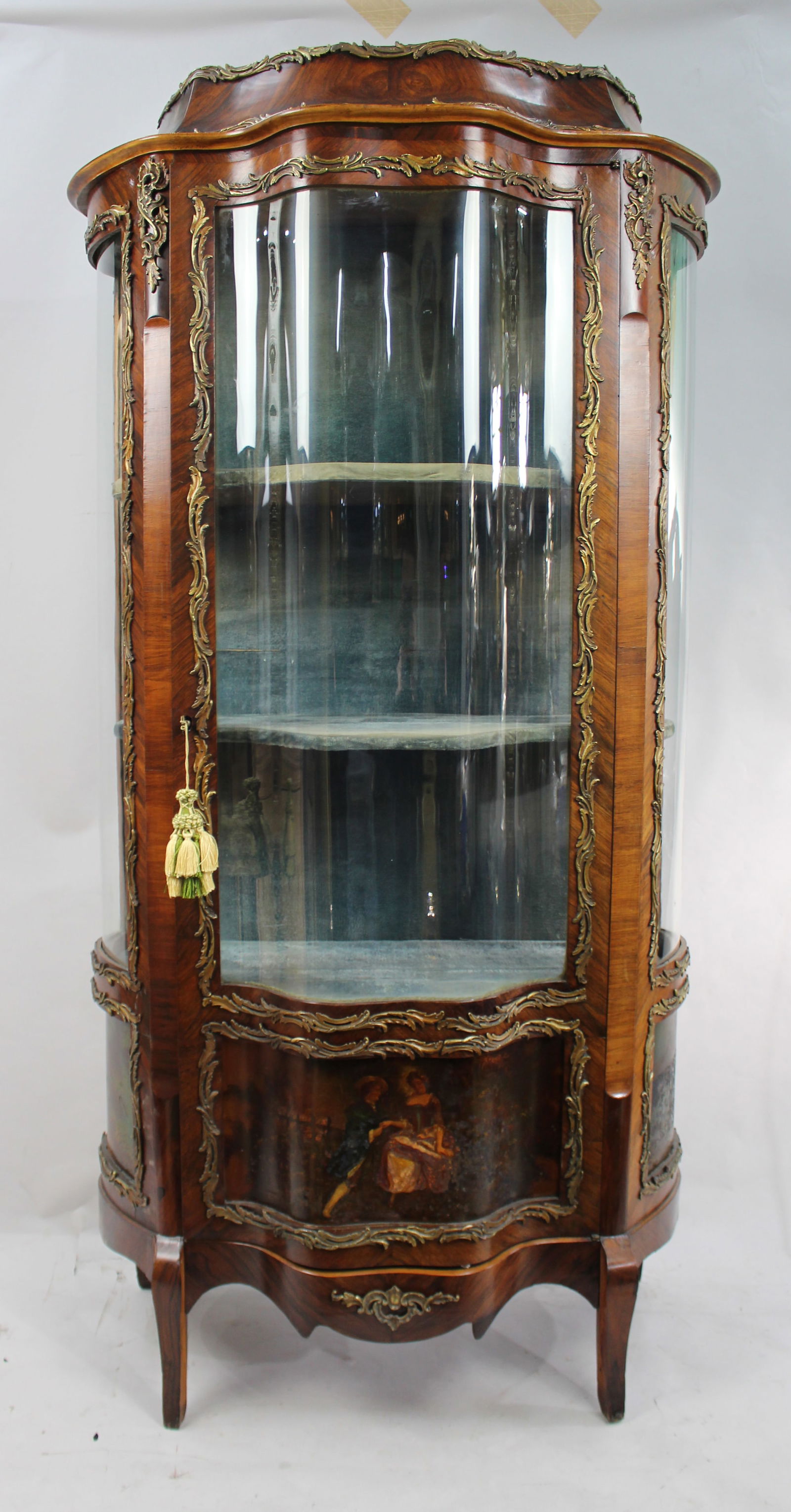 Antique 19th c. French Serpentine Vernis Martin Display Cabinet: Title: Antique 19th c. French Serpentine Vernis Martin Display Cabinet Description: Antique French Serpentine Vernis Martin Display Cabinet – 19th Century This 19th-century Frenc