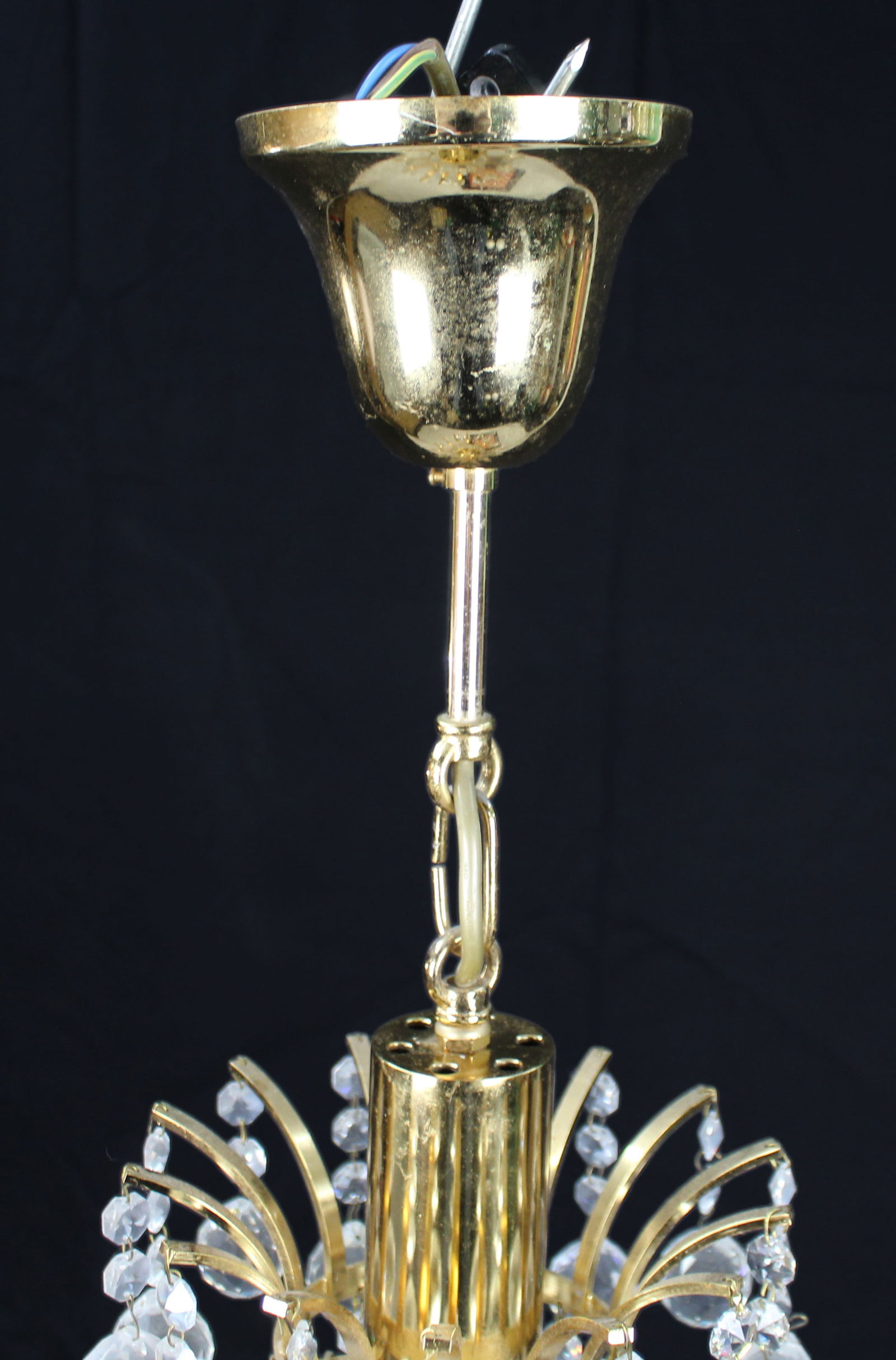 Fine Vintage Crystal Gold Plated Single Light Chandelier - 2