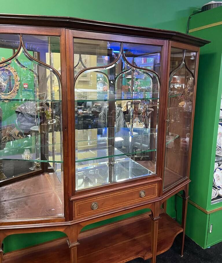 Fine 19th c. Mahogany Inlaid Mirrored Display Cabinet - 3