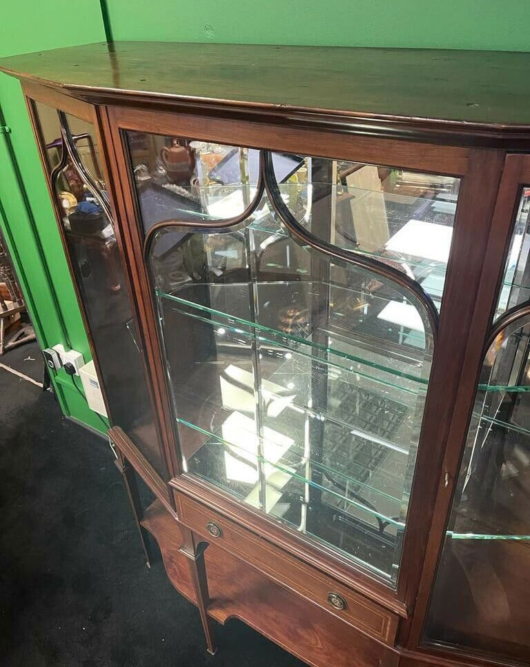 Fine 19th c. Mahogany Inlaid Mirrored Display Cabinet - 6