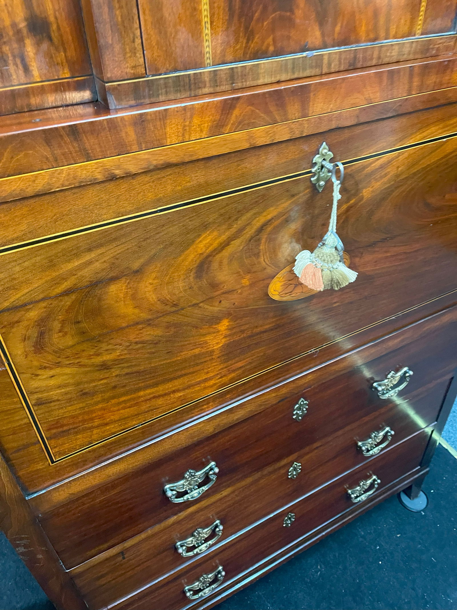 Georgian Mahogany and Satinwood Inlaid Secretaire Chest c.1800 - 10