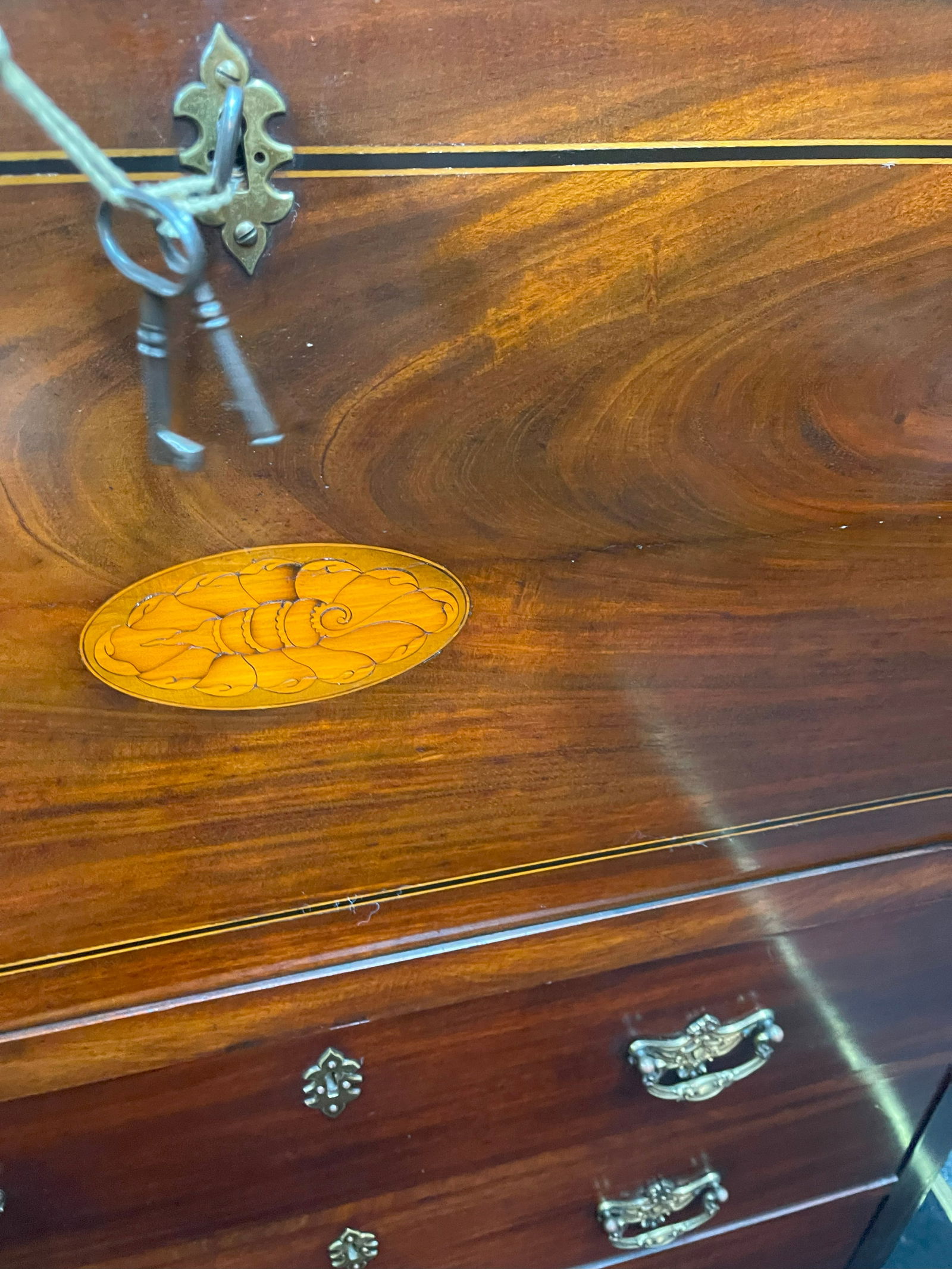 Georgian Mahogany and Satinwood Inlaid Secretaire Chest c.1800 - 11