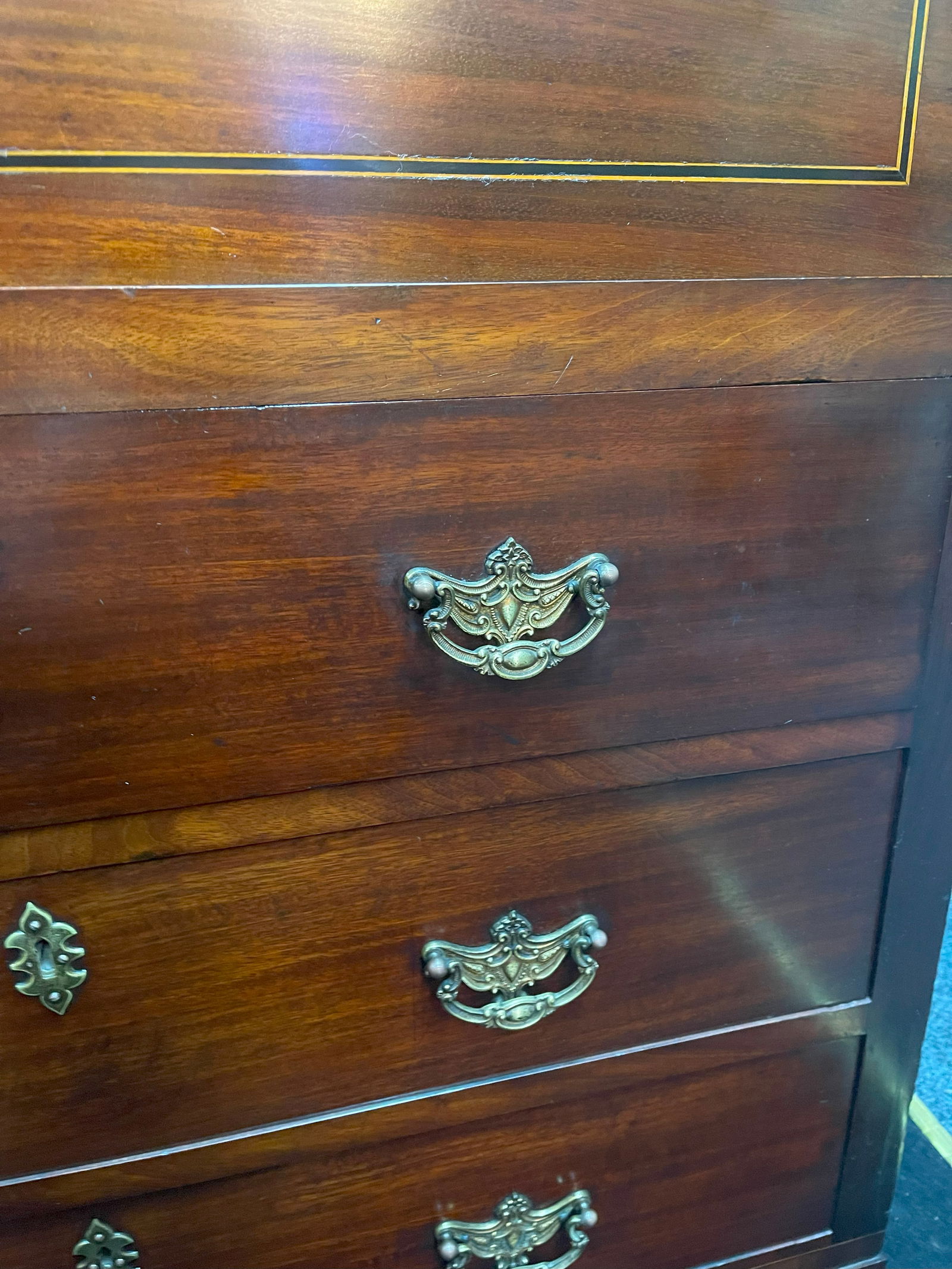 Georgian Mahogany and Satinwood Inlaid Secretaire Chest c.1800 - 12