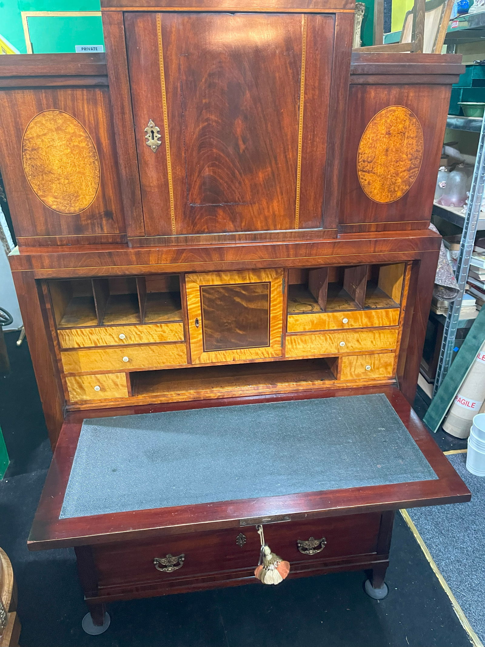 Georgian Mahogany and Satinwood Inlaid Secretaire Chest c.1800 - 13